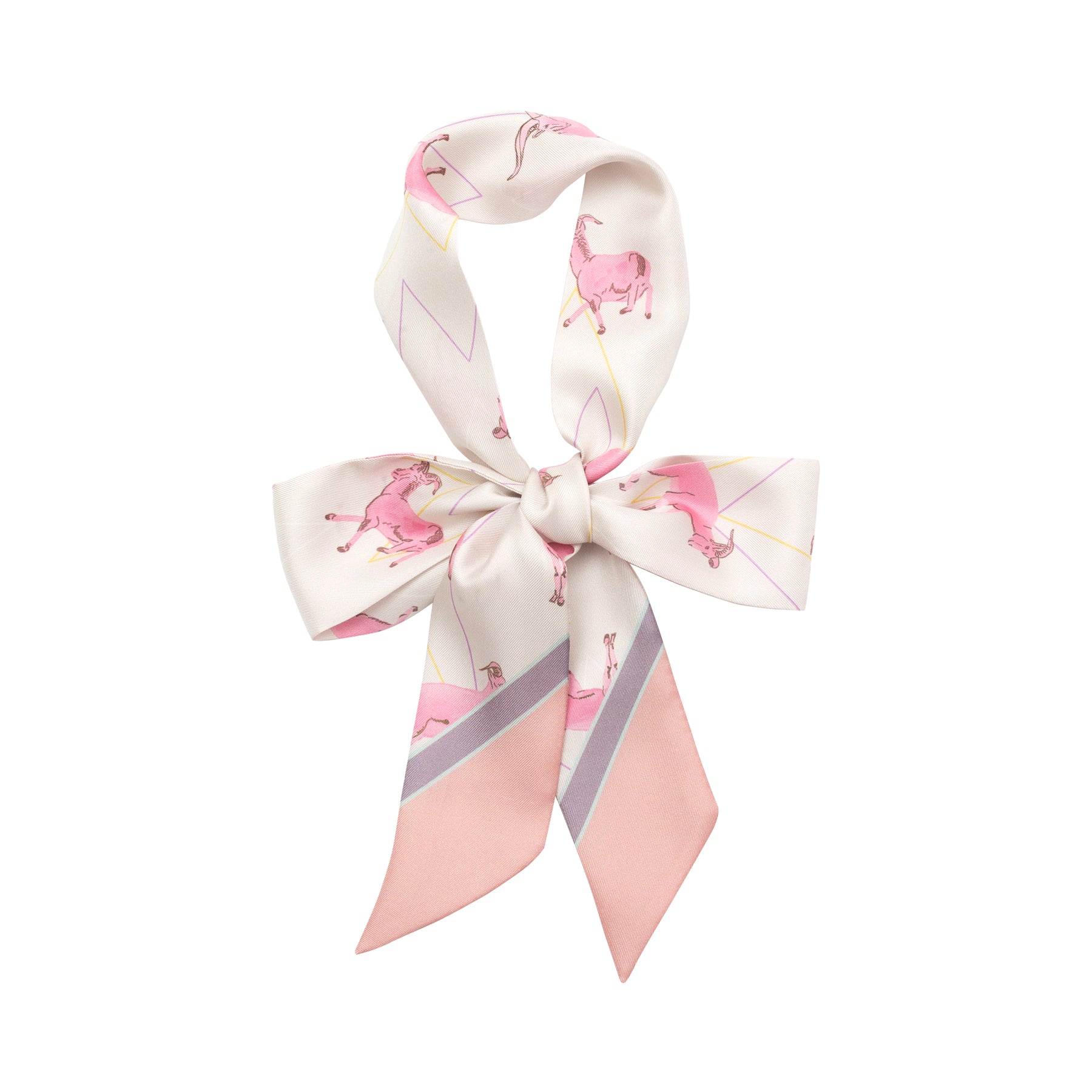"Antelope" Silk Twill Skinny Scarf - Pink