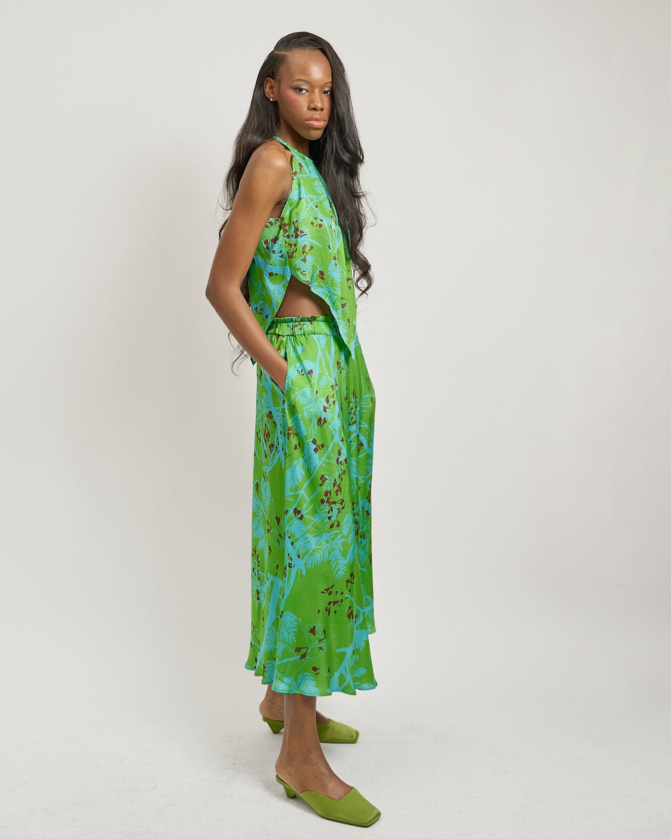 "Coco Dream" Halter Scarf Top - Green