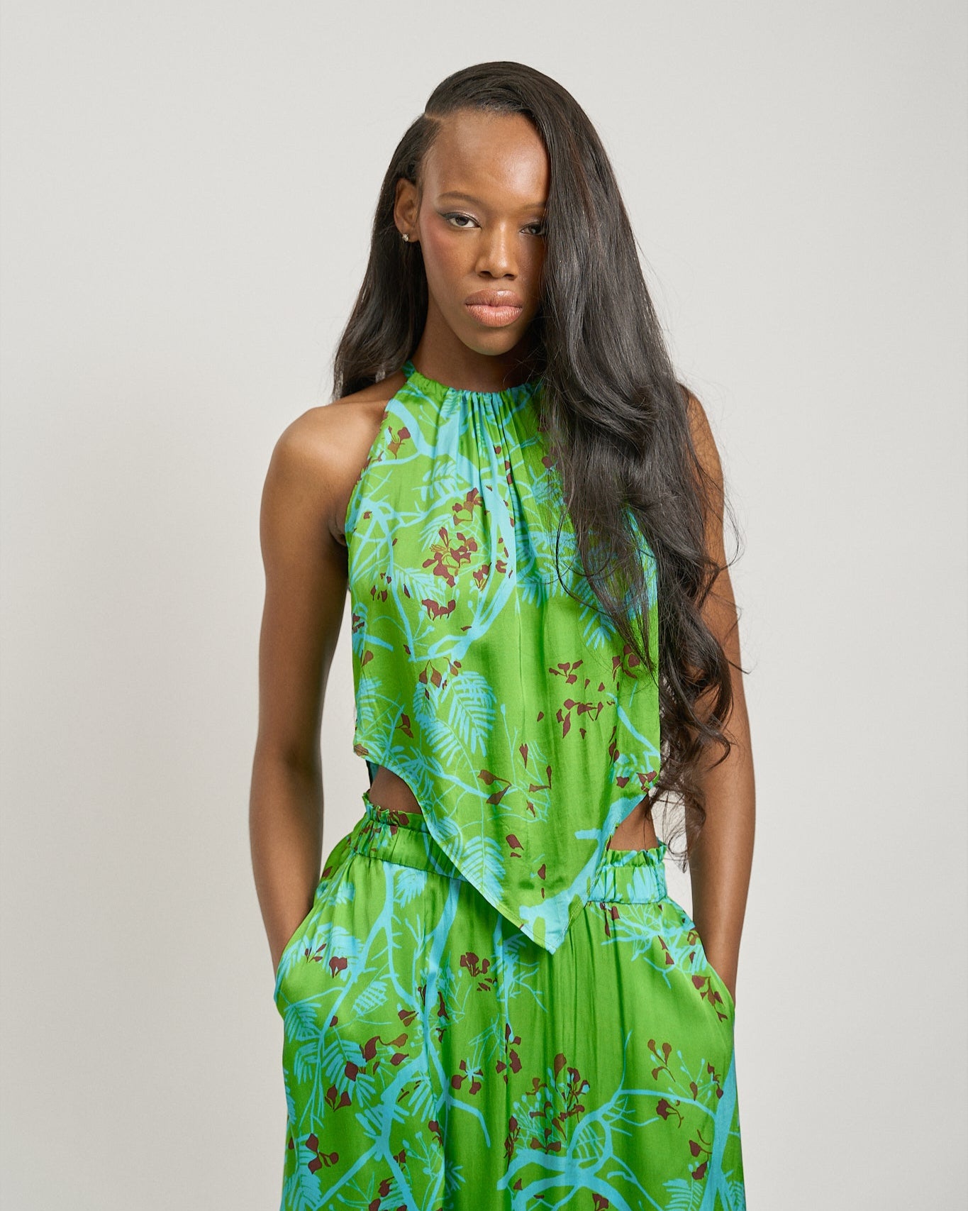 "Coco Dream" Halter Scarf Top - Green