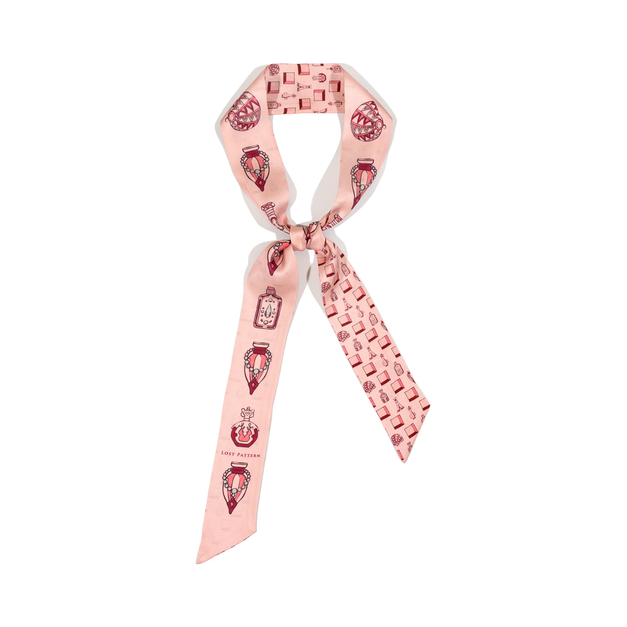"Amora" Silk Twill Skinny Scarf - Pink