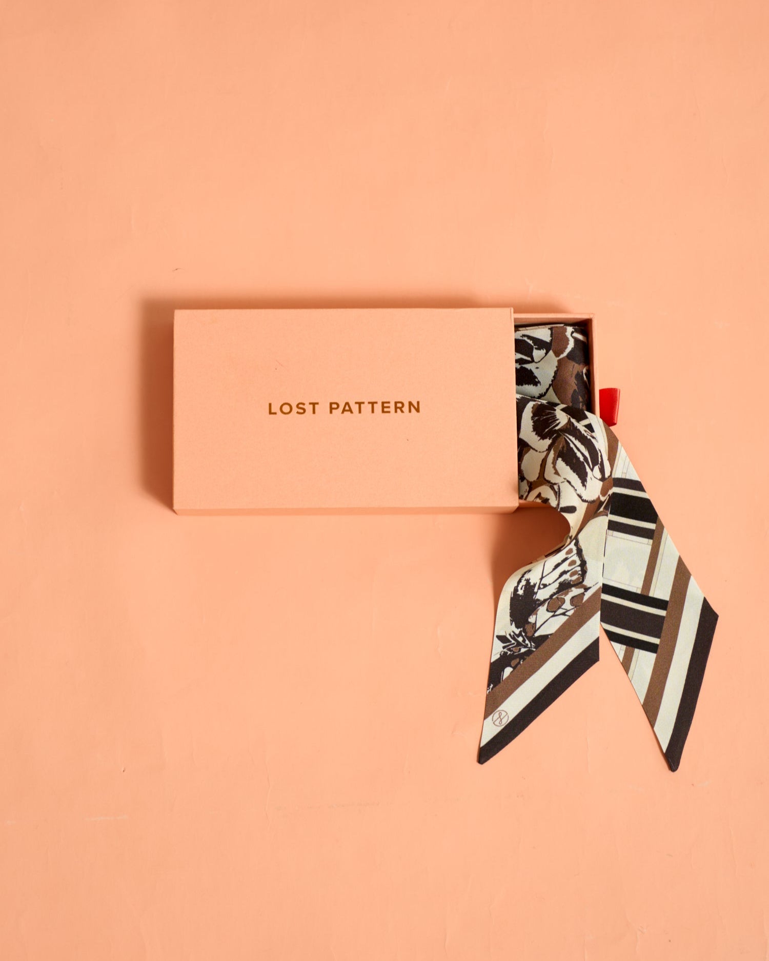 Lost Pattern x Leatherology Silk Twill Skinny Scarf - Neutral - Neutral - LOST PATTERN Silk Skinny Scarf