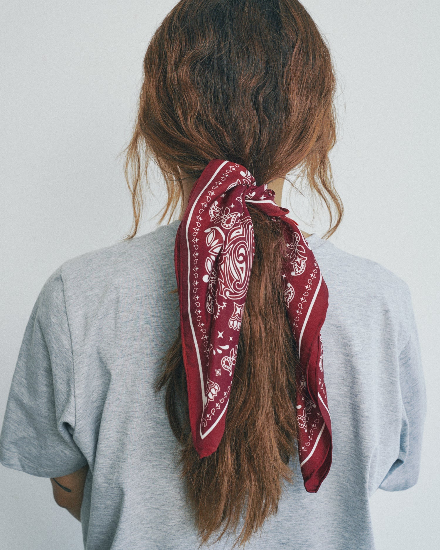 "Paisley" Silk Bandana Scarf - Rodeo Red
