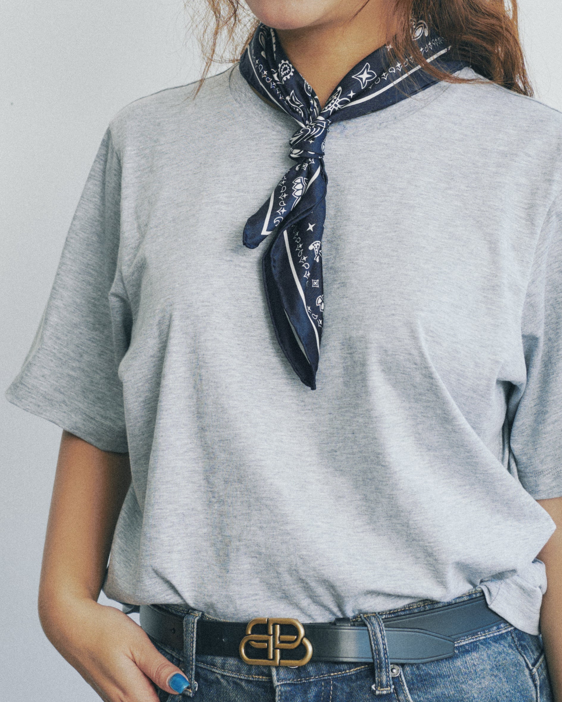 "Paisley" Silk Bandana Scarf - Midnight Blue