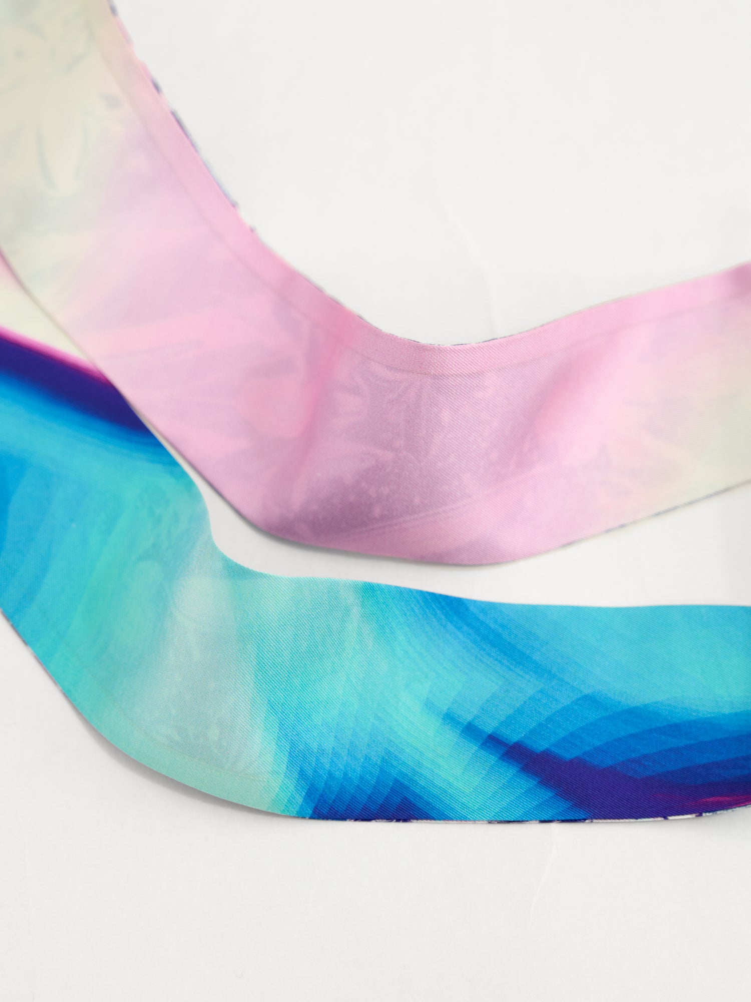 LOST PATTERN X NYBG "Orchid Neon" Silk Twill Skinny Scarf- Pink & Blue