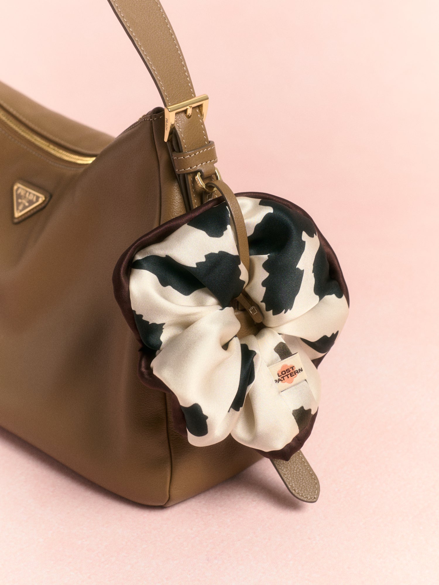 "Spot Chic" Oversized Silk Scrunchie - Cow Print