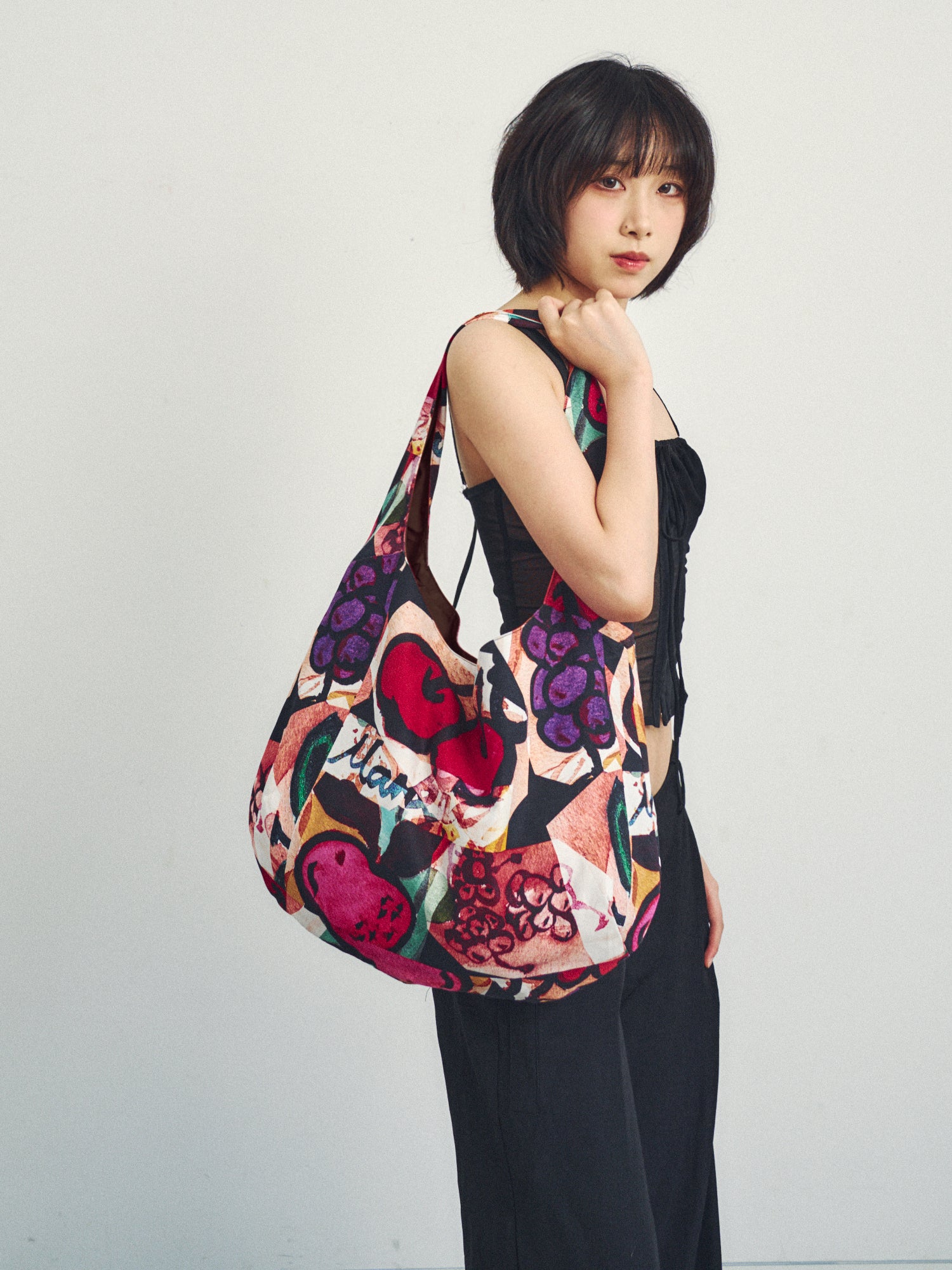 "Lost Cherries" Cotton Shoulder Bag