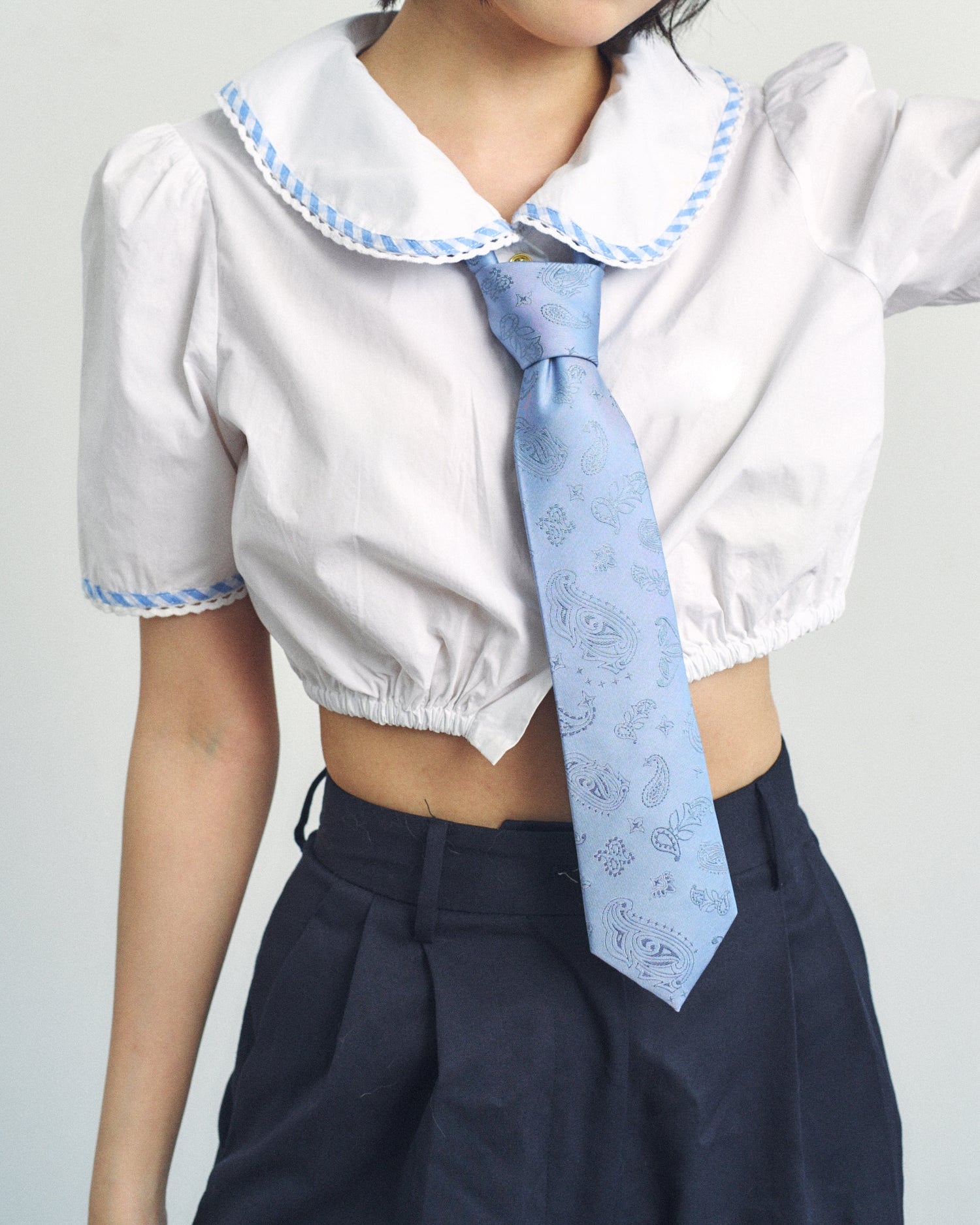 “Paisley" Silk Jacquard Tie - Sky Blue