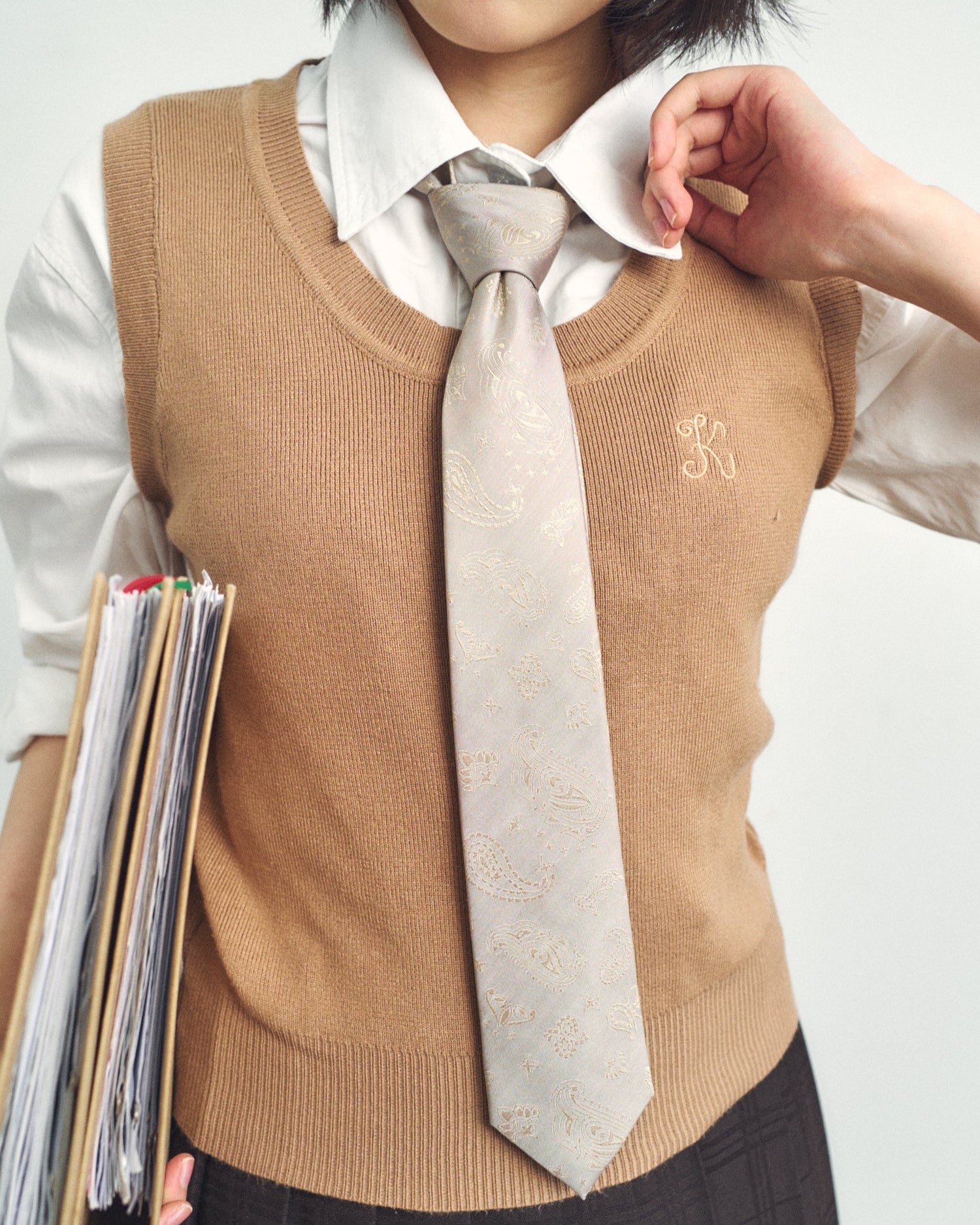 “Paisley" Silk Jacquard Tie - Champagne
