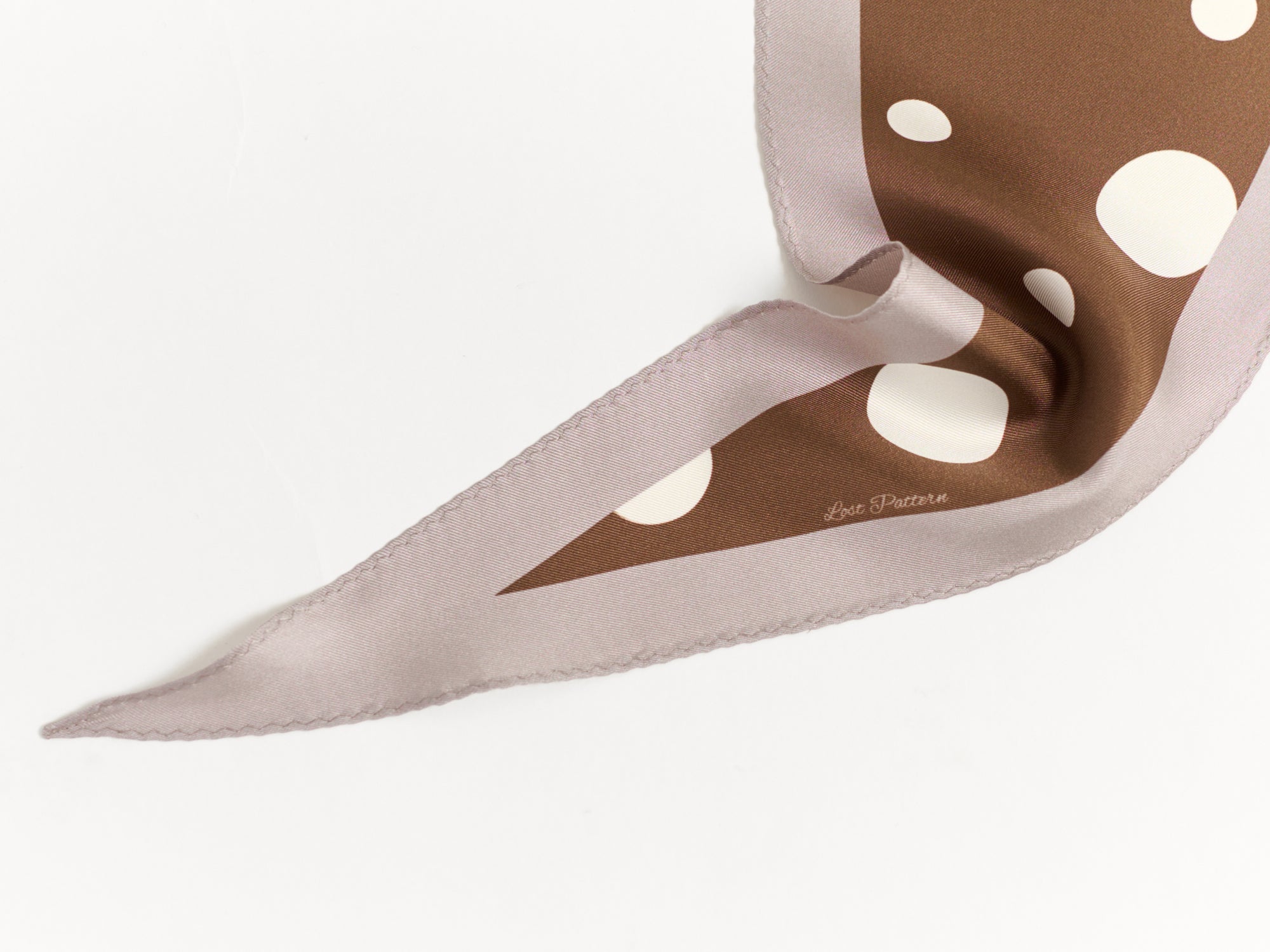 "Retro Polka" Silk Diamond Neckerchief - Coffee