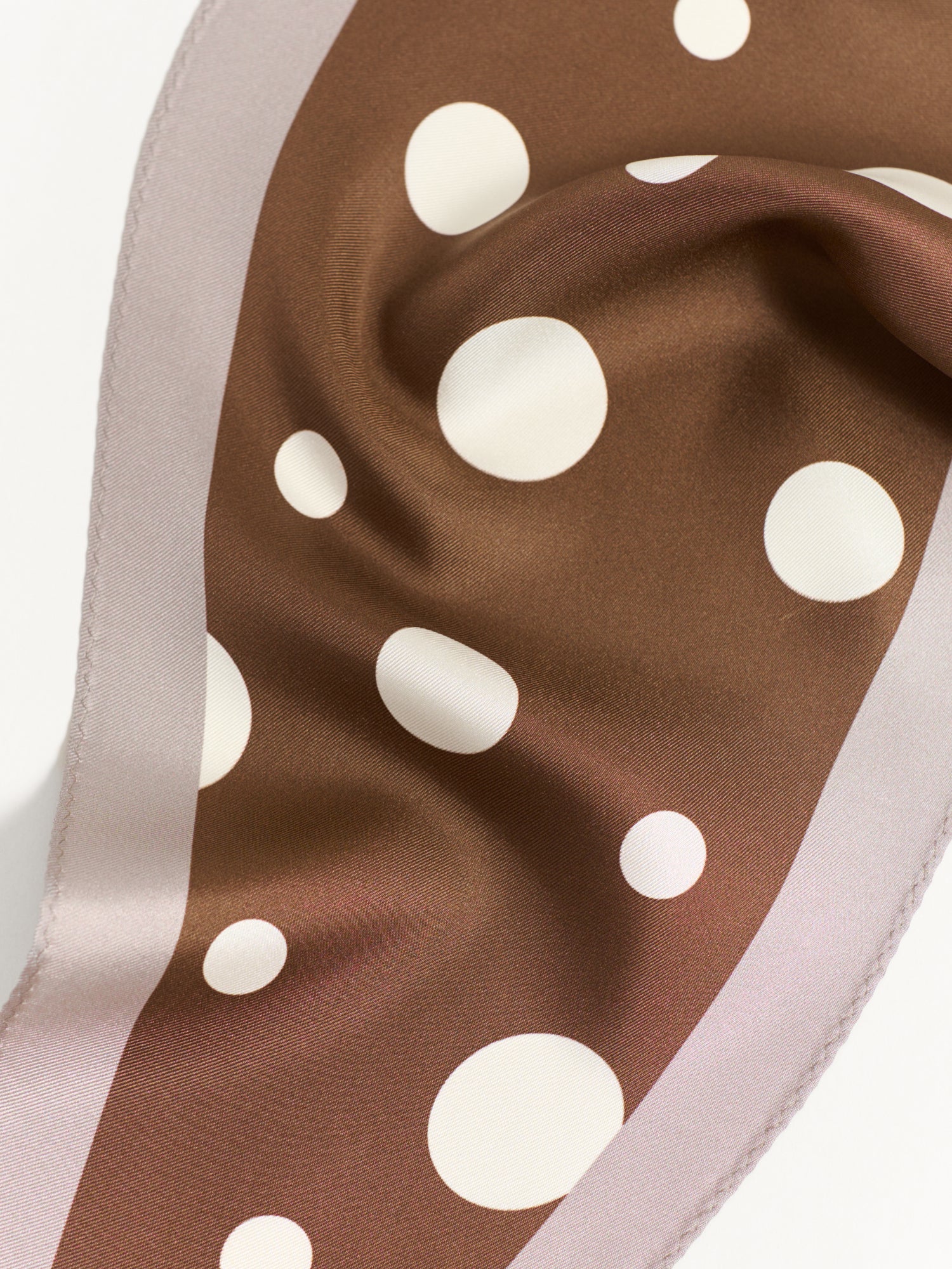 "Retro Polka" Silk Diamond Neckerchief - Coffee
