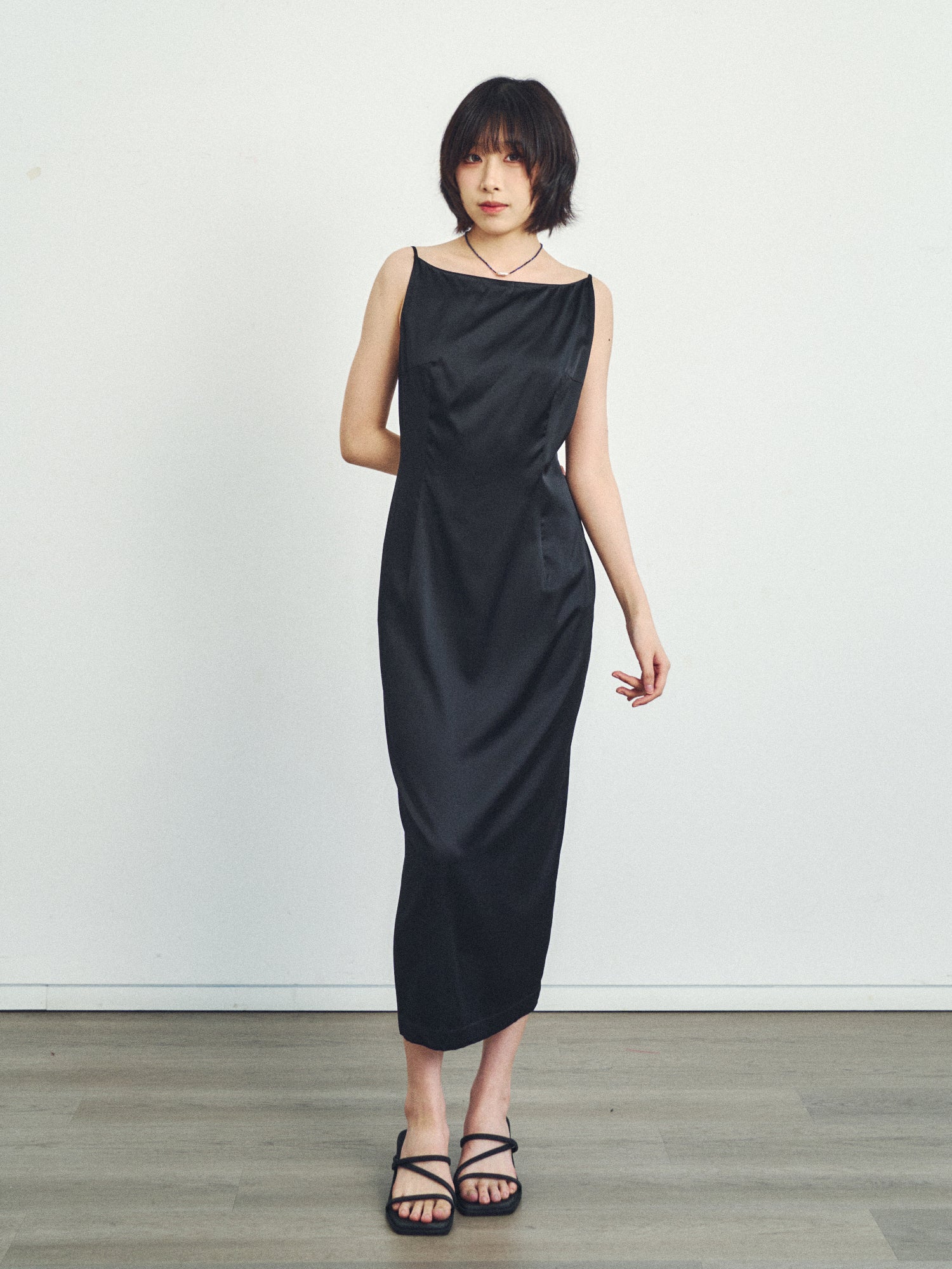 Silk Slip Maxi Dress - Black