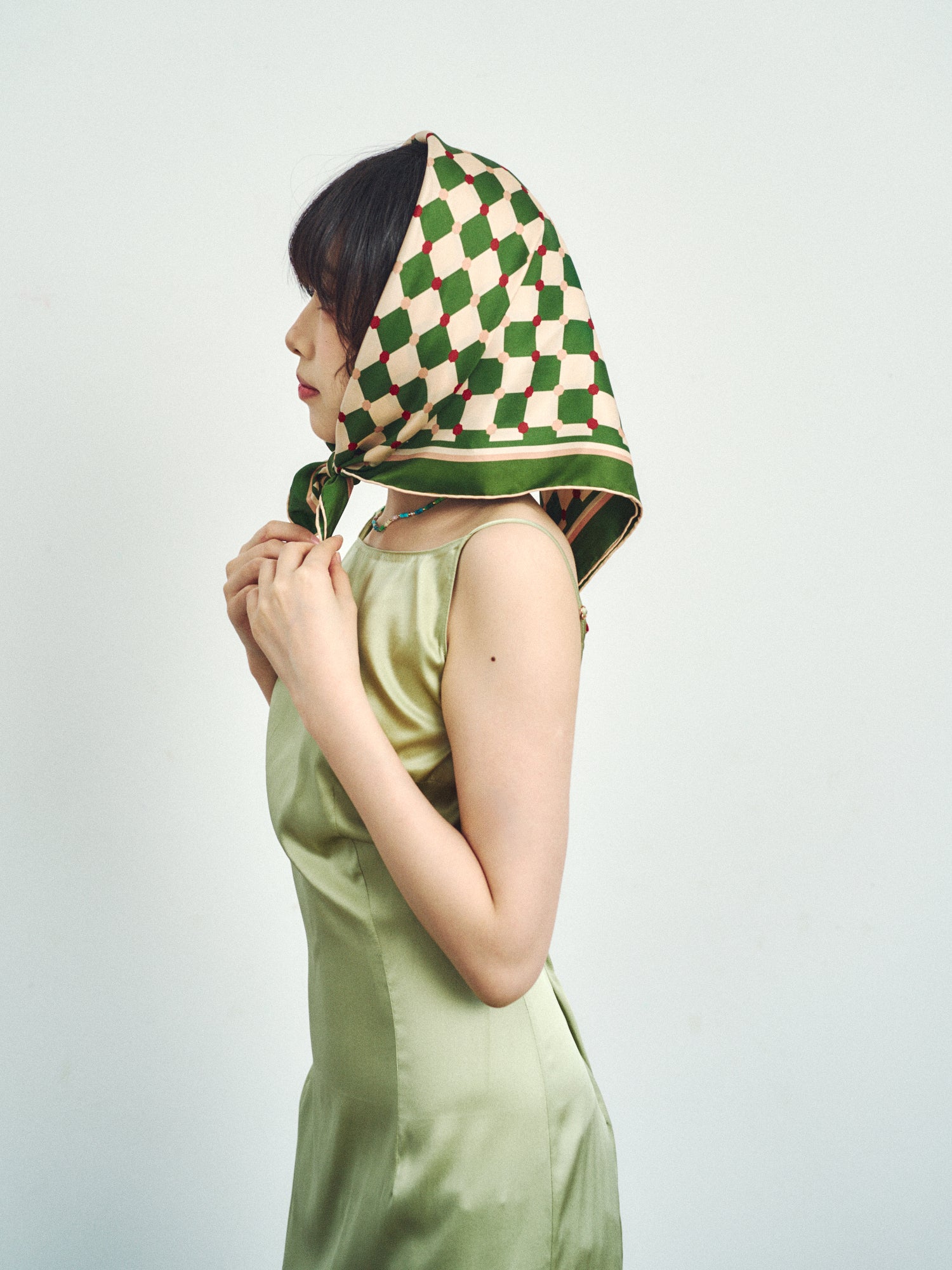 Silk Slip Maxi Dress - Green