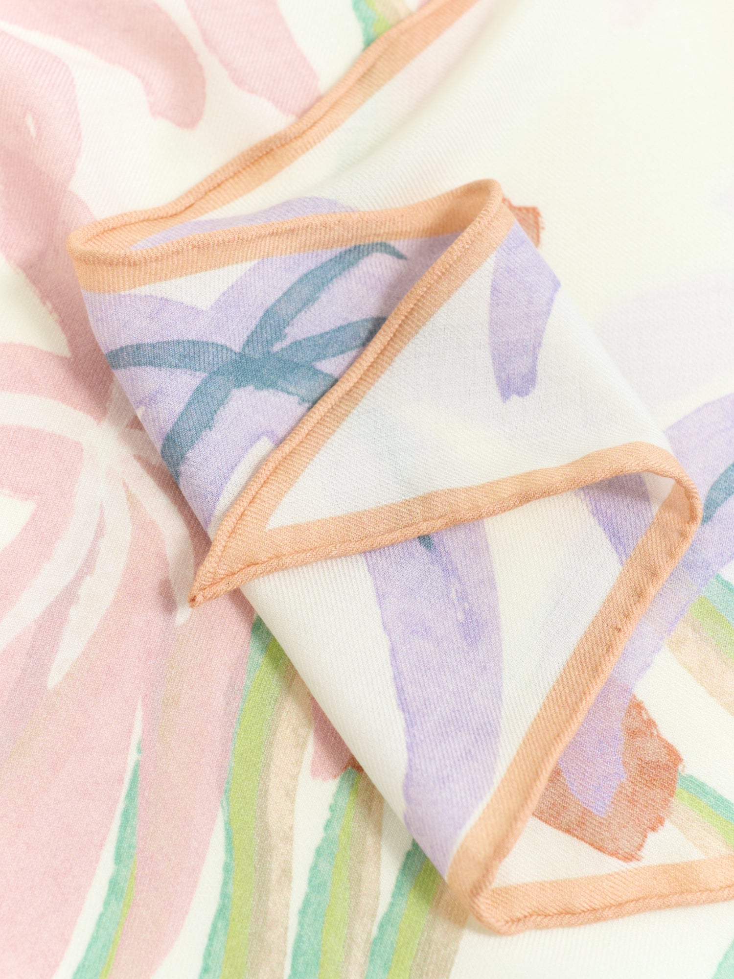 "Ethereal Mirage" Wool-Silk Triangle Wrap Scarf - Pink