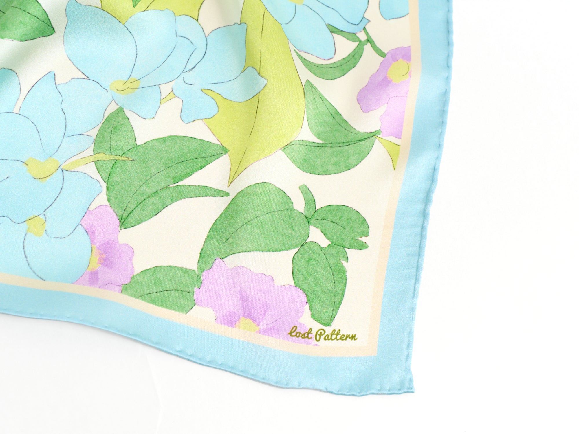 "Rosebay" Silk Bandana Scarf - Pink & Blue