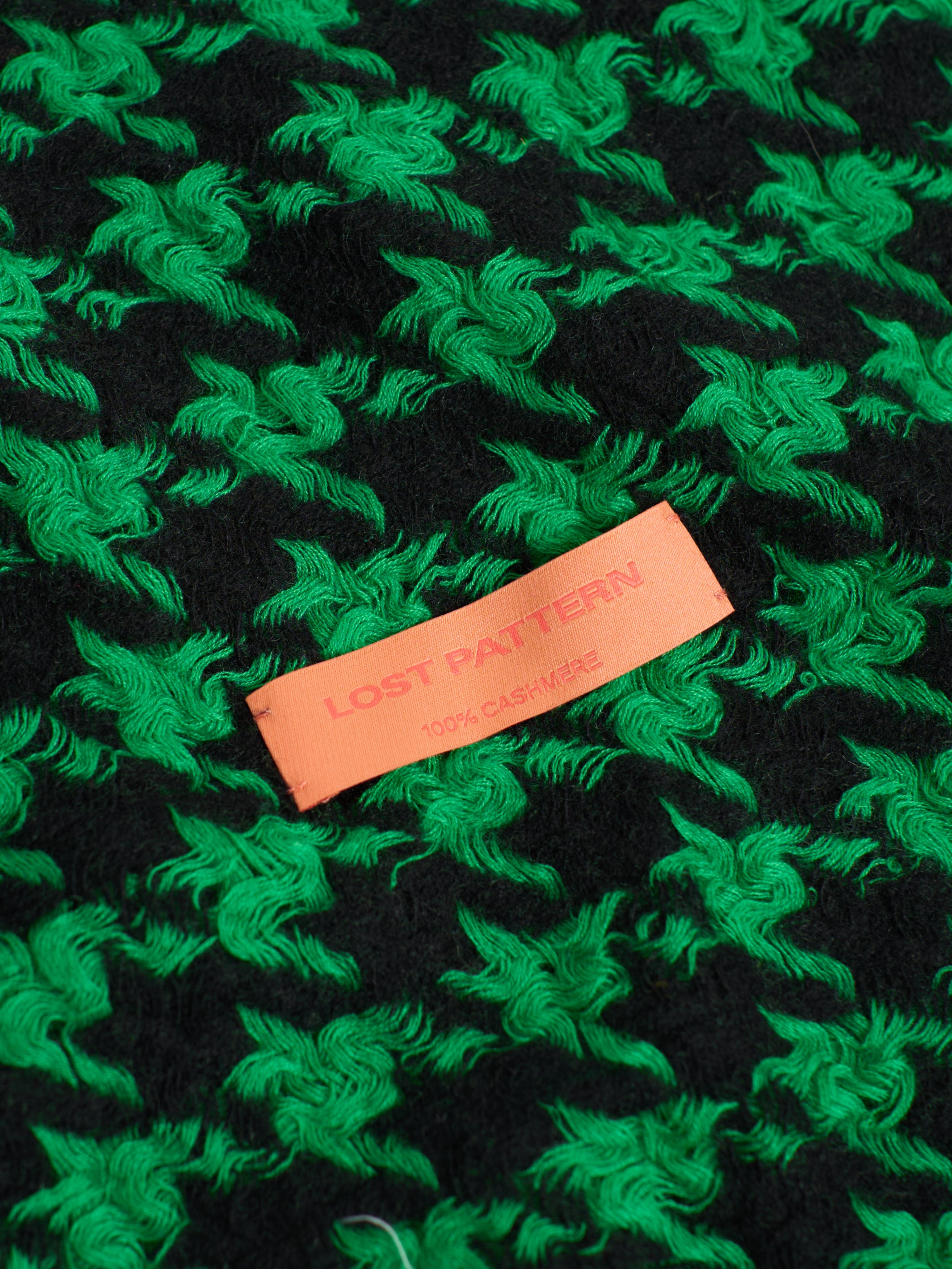 "Houndstooth" Cashmere Scarf - Forest Green