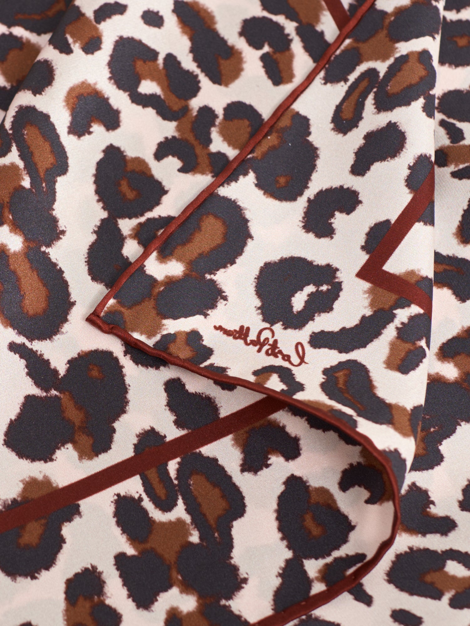 “Spot Chic" Silk Bandana Scarf - Blush Leopard