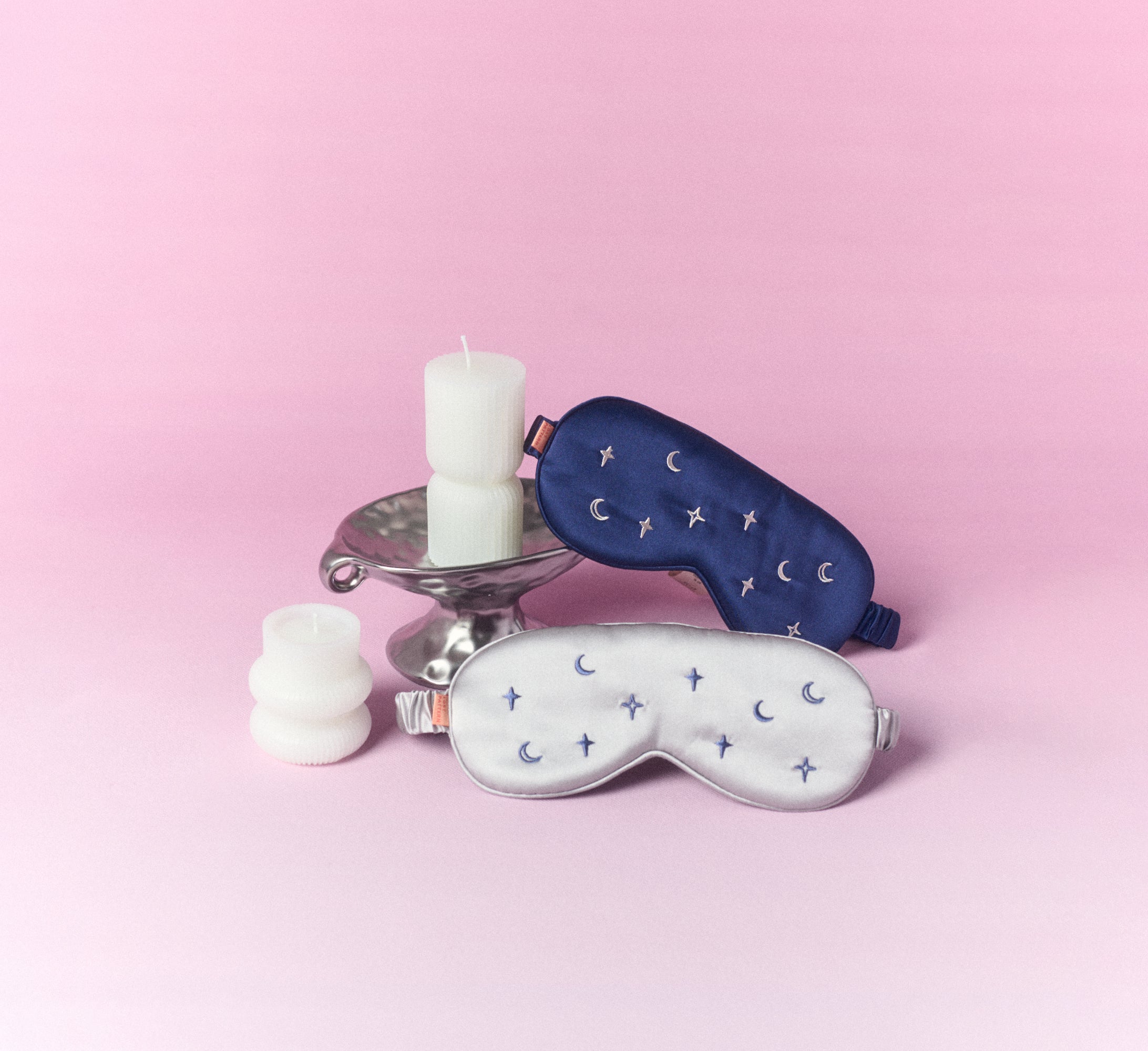 "Moonlit Stars" Silk Sleep Eye Mask - Silver