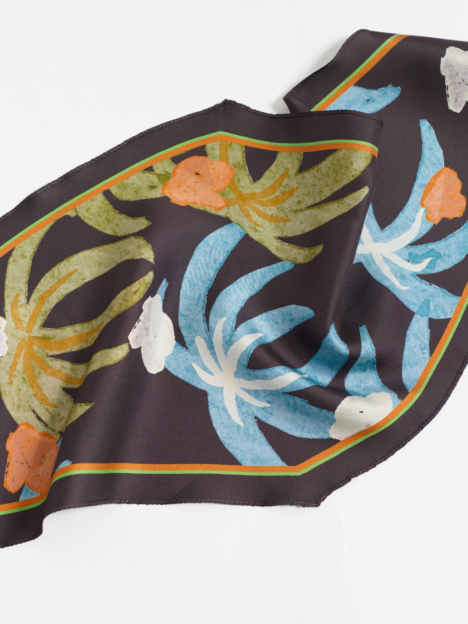 "Ethereal Mirage" Silk Diamond Neckerchief - Dark Brown