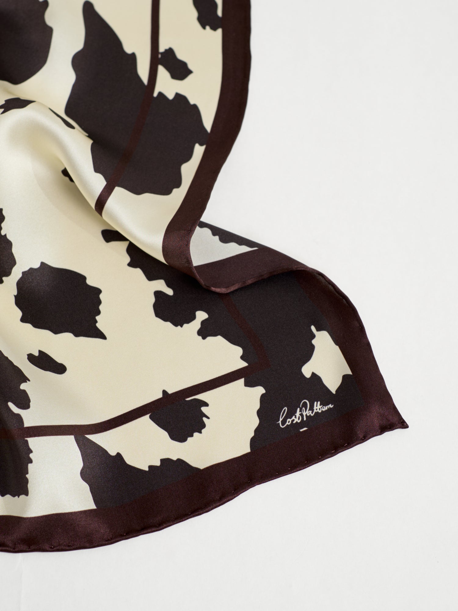 “Spot Chic" Silk Bandana Scarf - Cow Print