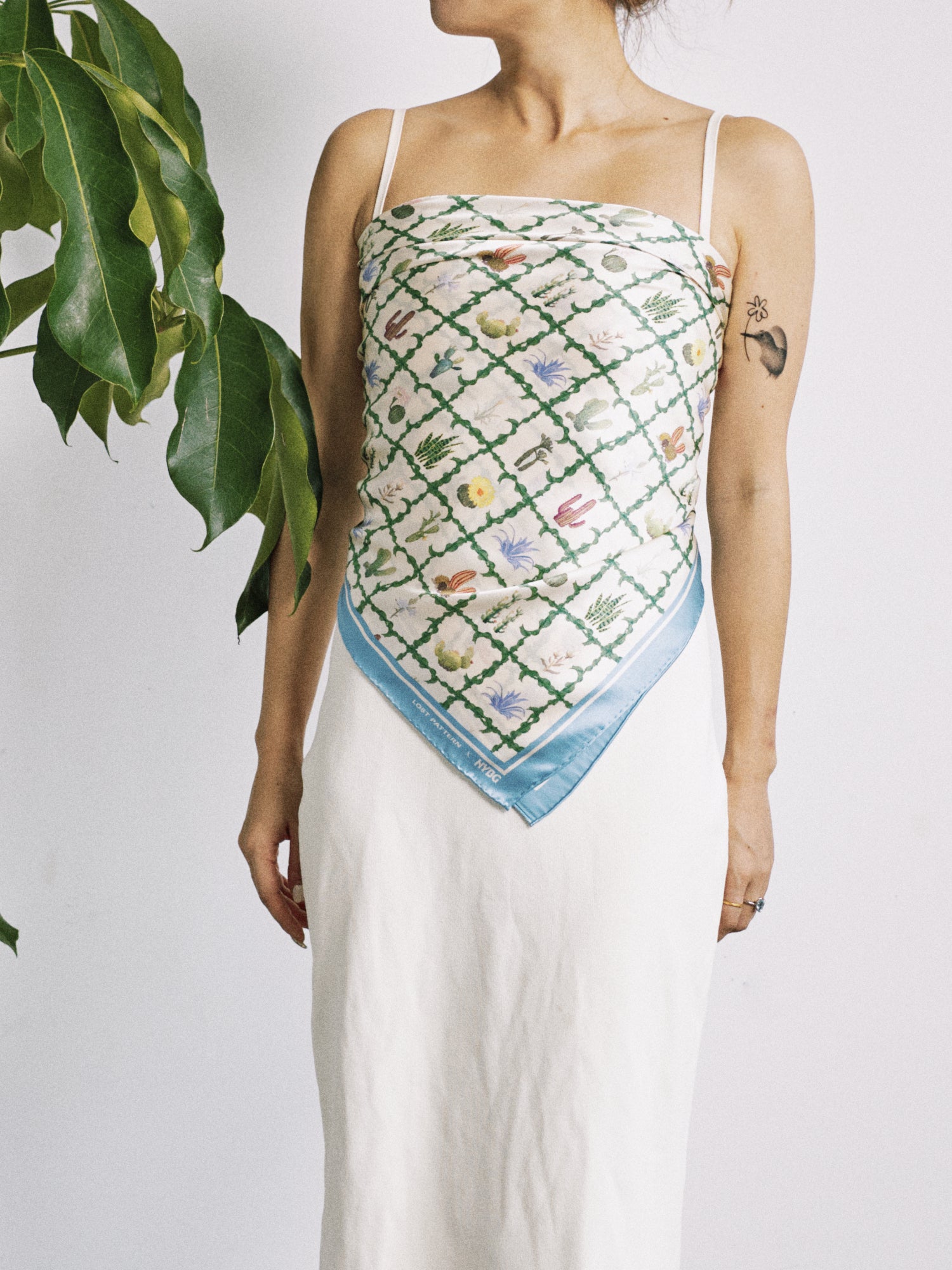 Lost Pattern x NYBG "Oasis Charms" Large Silk Scarf - Blue