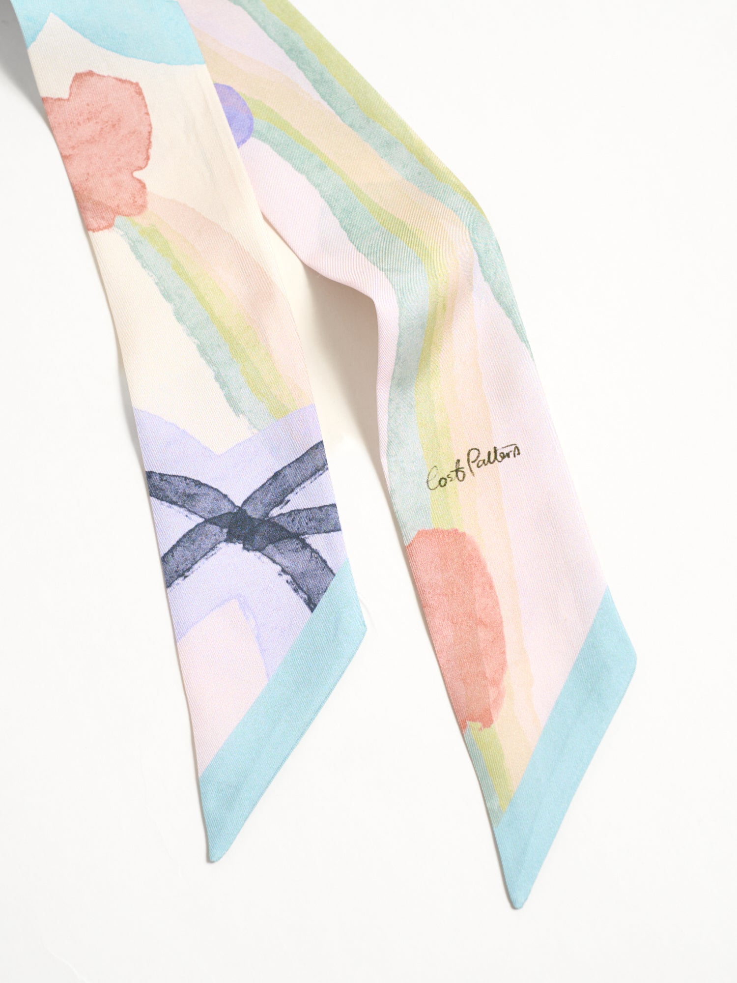 "Ethereal Mirage" Silk Twill Skinny Scarf - Pastel