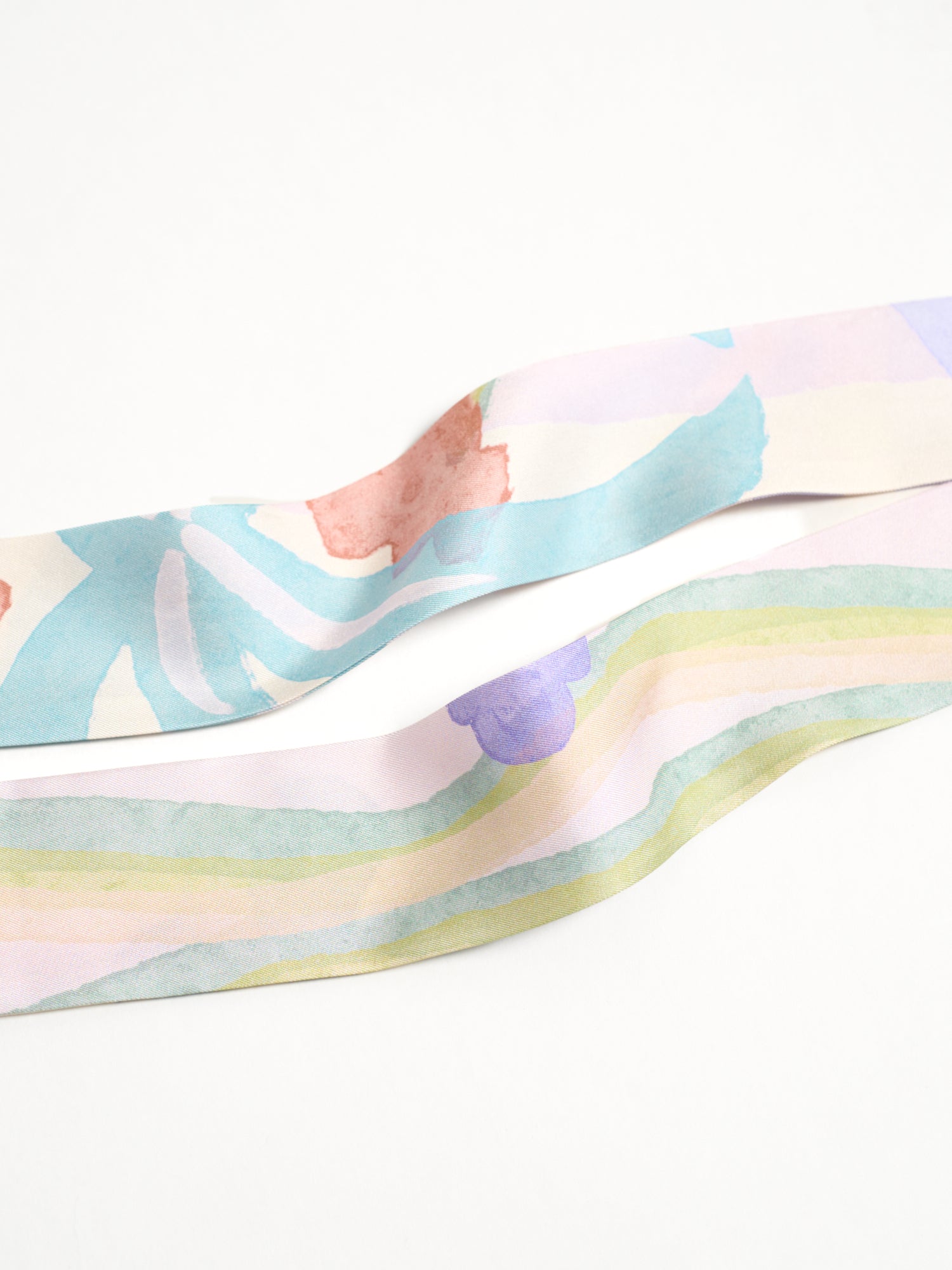 "Ethereal Mirage" Silk Twill Skinny Scarf - Pastel