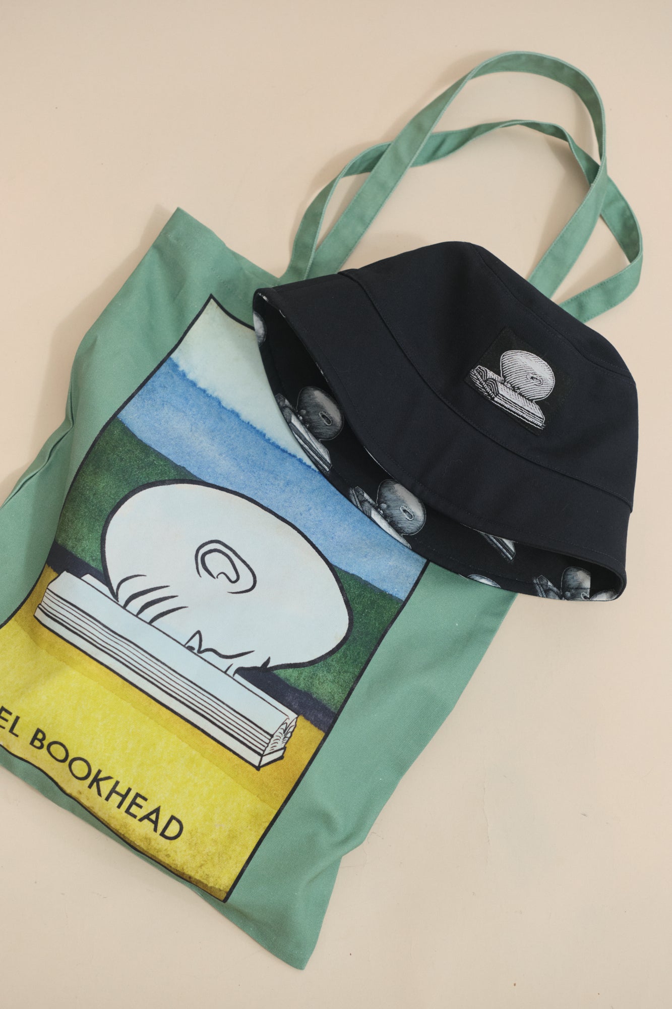 "Bookhead" Reversible Bucket Hat - Black - LOST PATTERN Hats