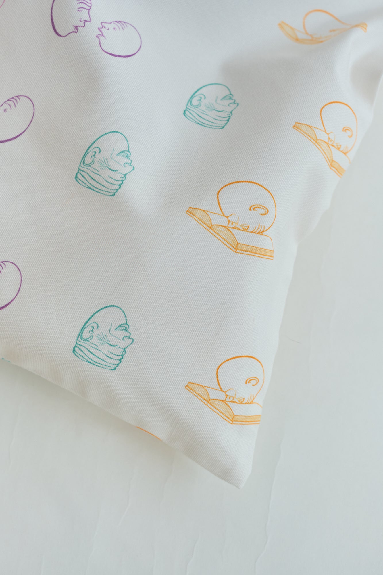 "Eggheads" Cotton Tote Bag - White - White - LOST PATTERN Tote Bag