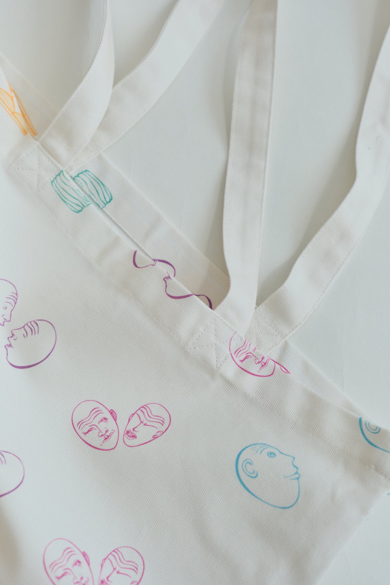 "Eggheads" Cotton Tote Bag - White - White - LOST PATTERN Tote Bag