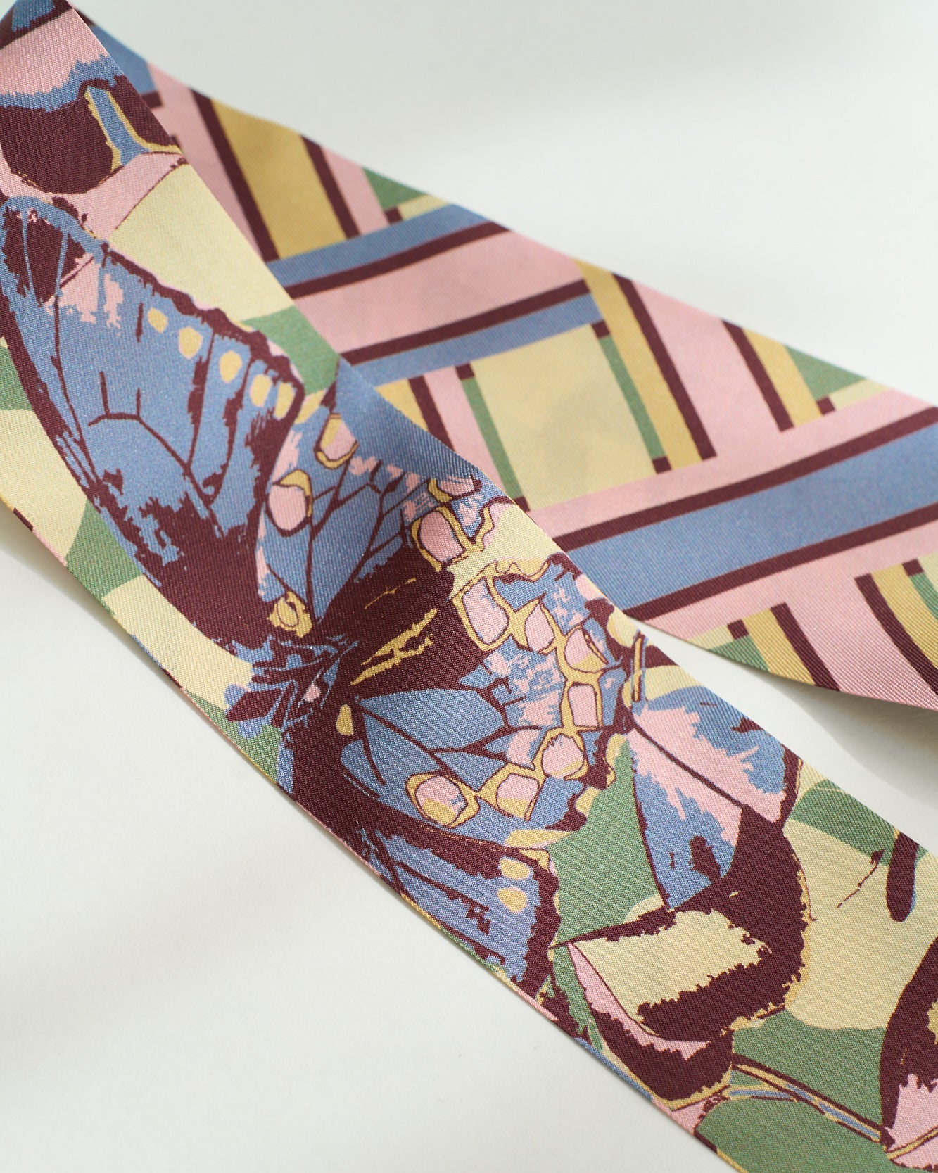 Lost Pattern x Leatherology Silk Twill Skinny Scarf - Pastel - Pastel - LOST PATTERN Silk Skinny Scarf