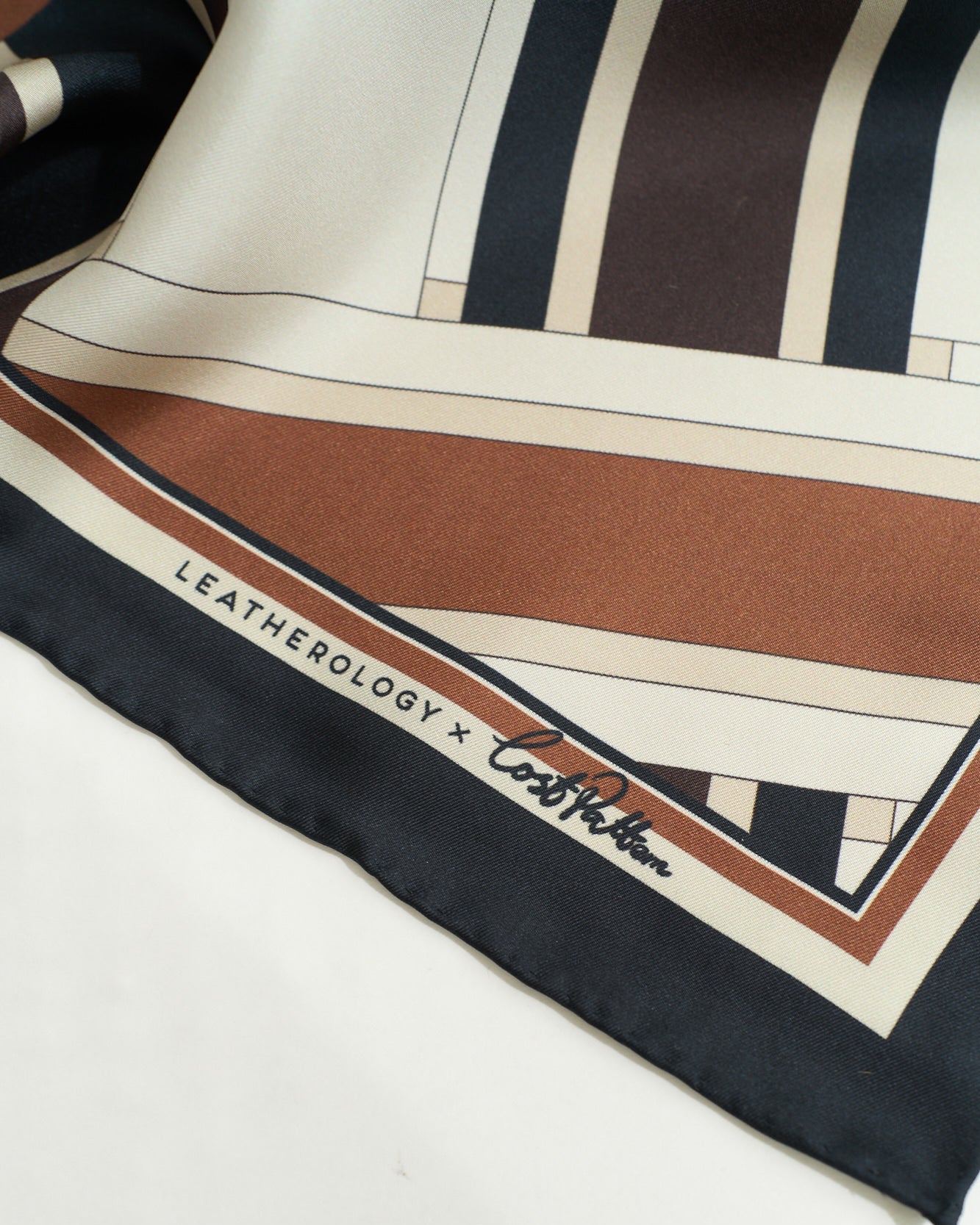 Lost Pattern x Leatherology Silk Square Scarf - Neutral - LOST PATTERN Silk Square Scarf