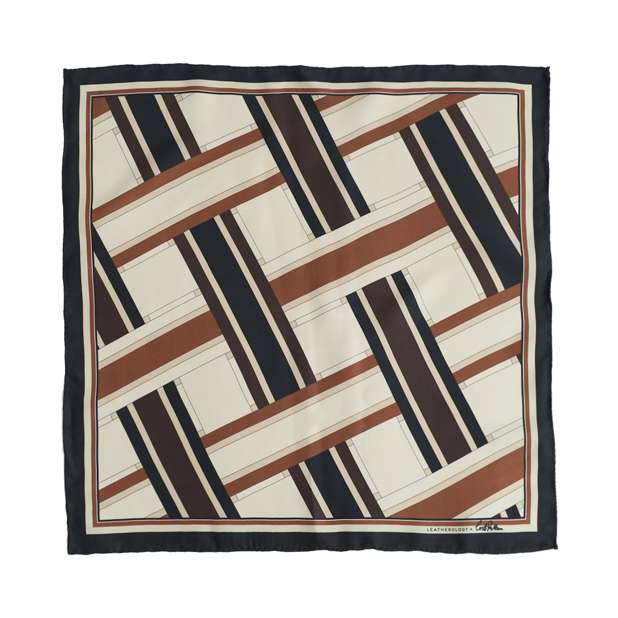 Lost Pattern x Leatherology Silk Square Scarf - Neutral - LOST PATTERN Silk Square Scarf