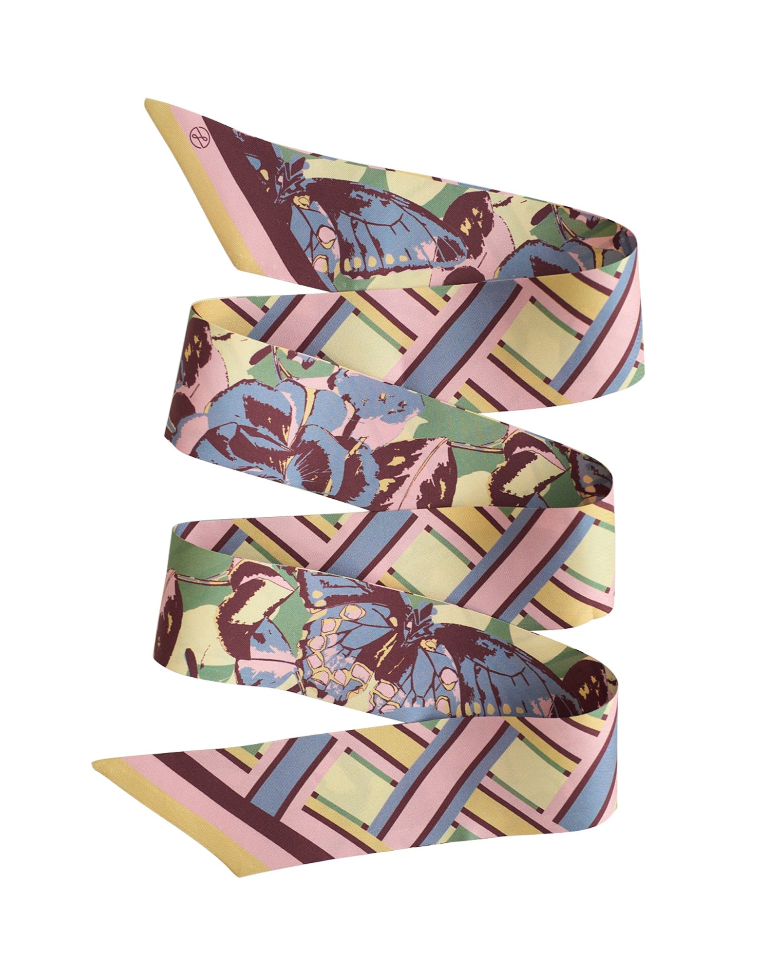 Lost Pattern x Leatherology Silk Twill Skinny Scarf - Pastel - Pastel - LOST PATTERN Silk Skinny Scarf