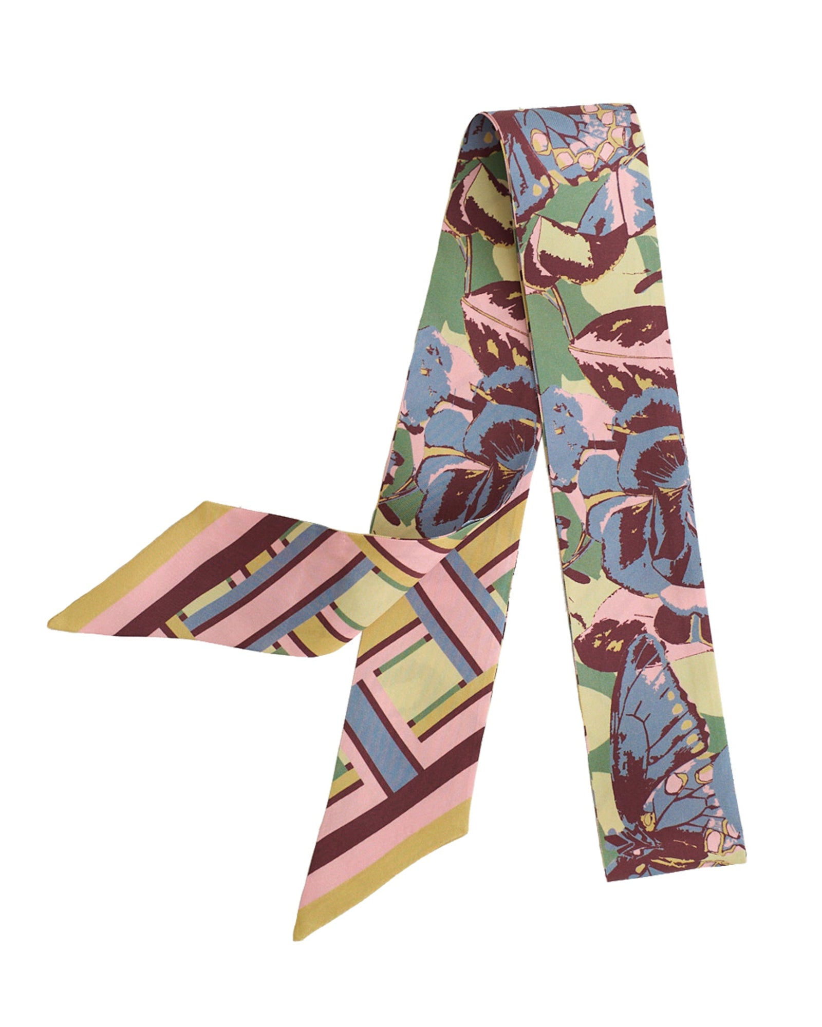 Lost Pattern x Leatherology Silk Twill Skinny Scarf - Pastel - Pastel - LOST PATTERN Silk Skinny Scarf