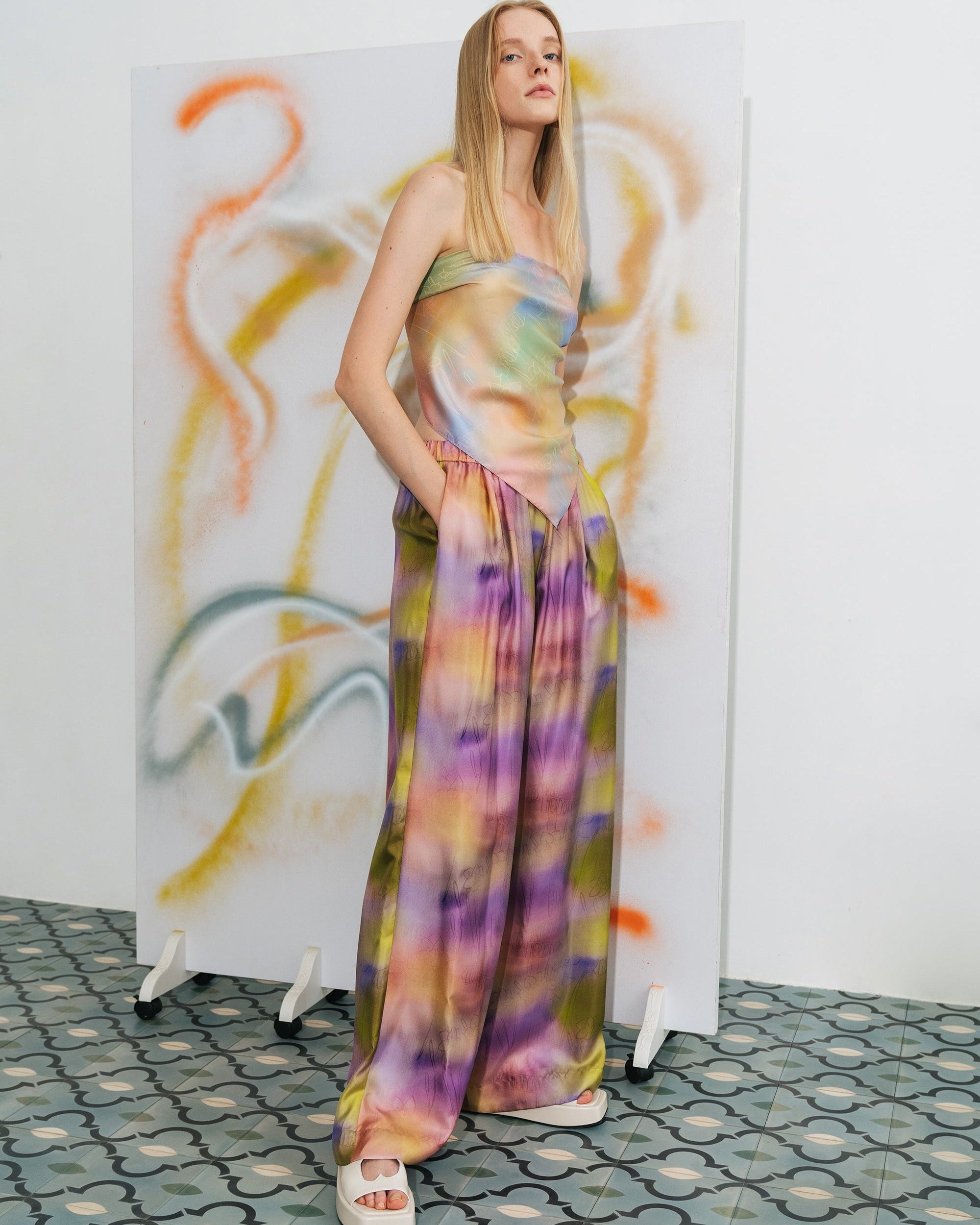 "Brooklyn" Silk Wide Leg Palazzo Pants - Pink - Pink / XS - LOST PATTERN Pants
