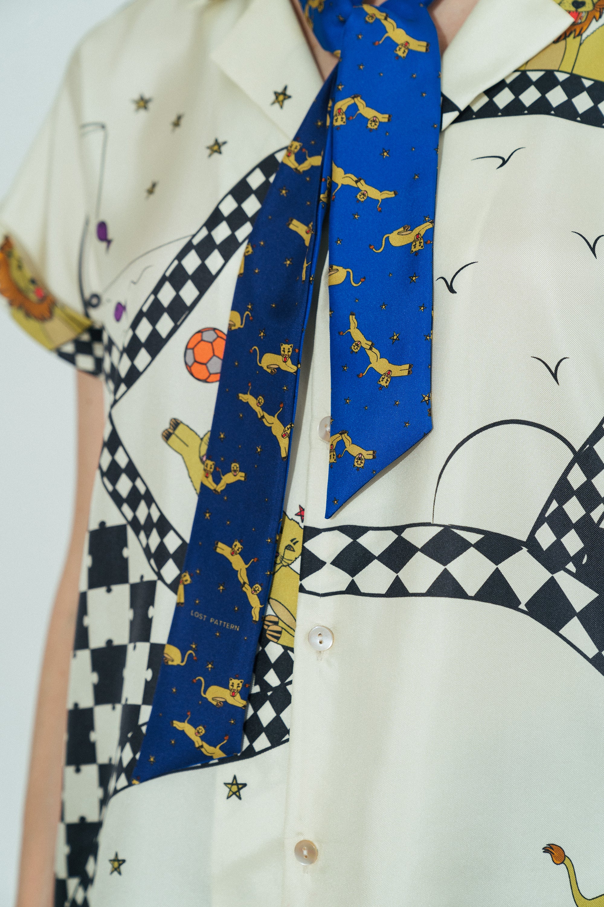 "Journey" Silk Twill Skinny Scarf by SHANTALL LACAYO - Electric Blue - LOST PATTERN Silk Skinny Scarf