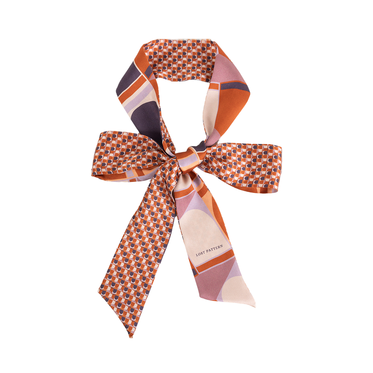 "Modular" Silk Skinny Scarf - Orange - Orange - LOST PATTERN Silk Skinny Scarf