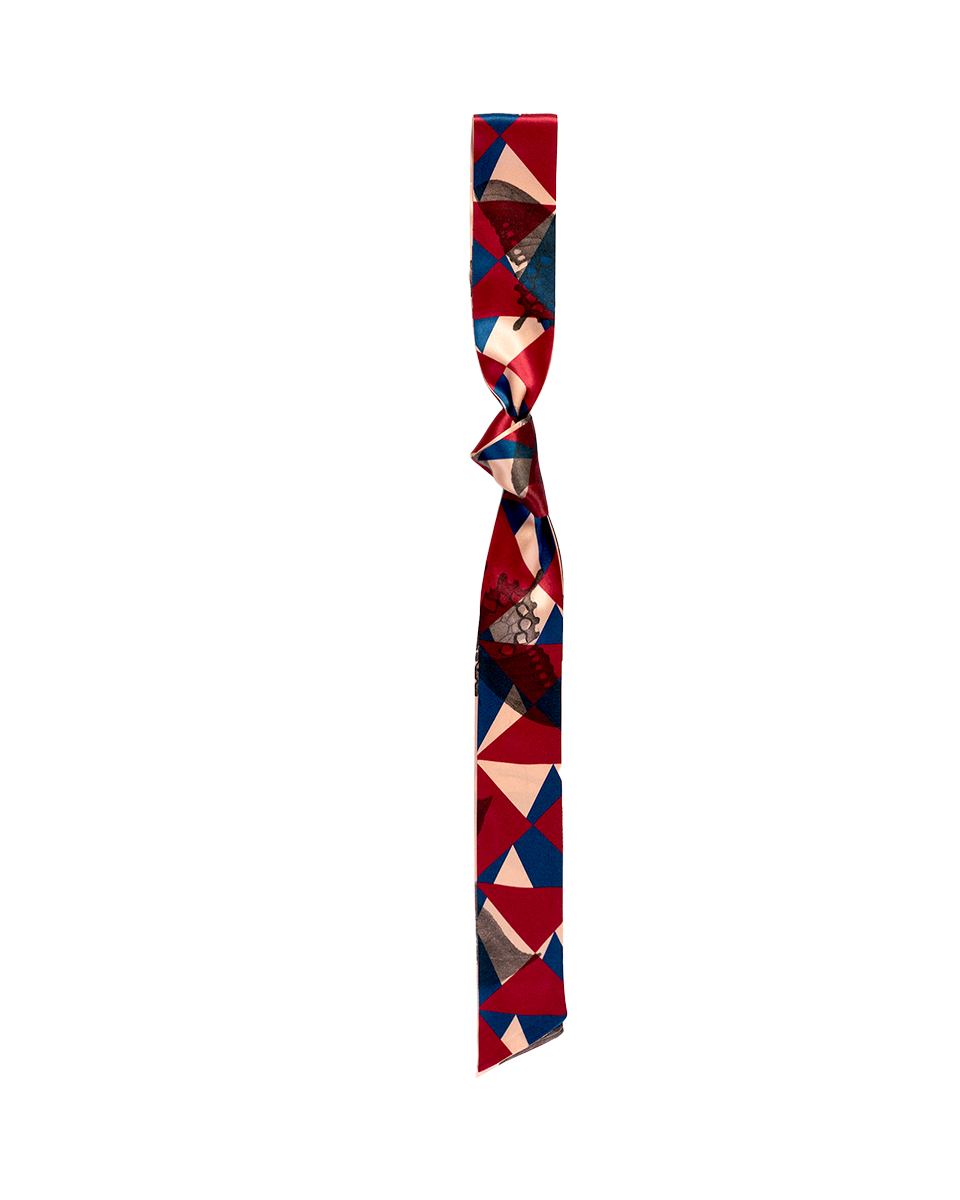 "Prism" Silk Skinny Scarf - Crimson Red - LOST PATTERN Silk Skinny Scarf