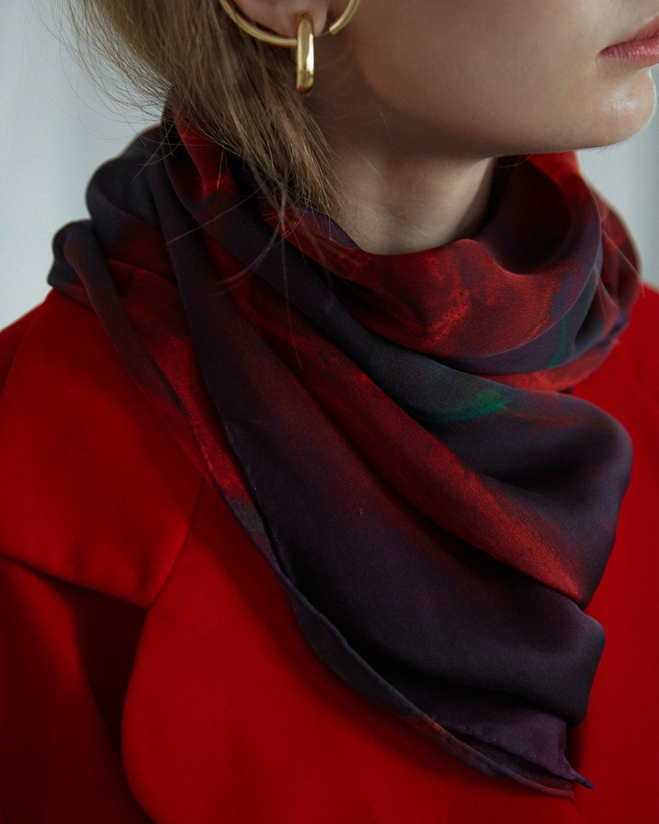 "La Rosa" Silk Shawl - Black & Red Rose - LOST PATTERN Silk Shawl