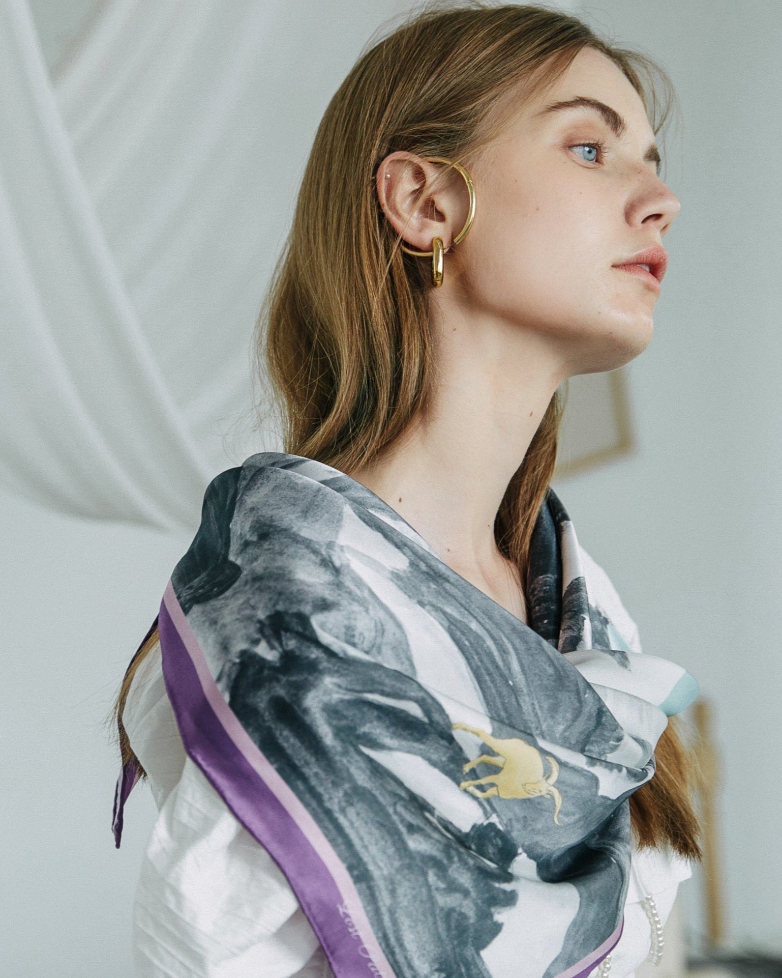 "Himalaya" Large Silk Scarf - LOST PATTERN Silk Square Scarf