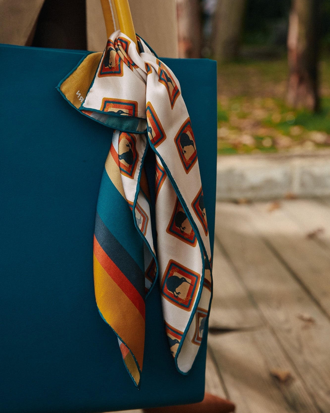 "Kiwi" Silk Bandana - LOST PATTERN Silk Square Scarf