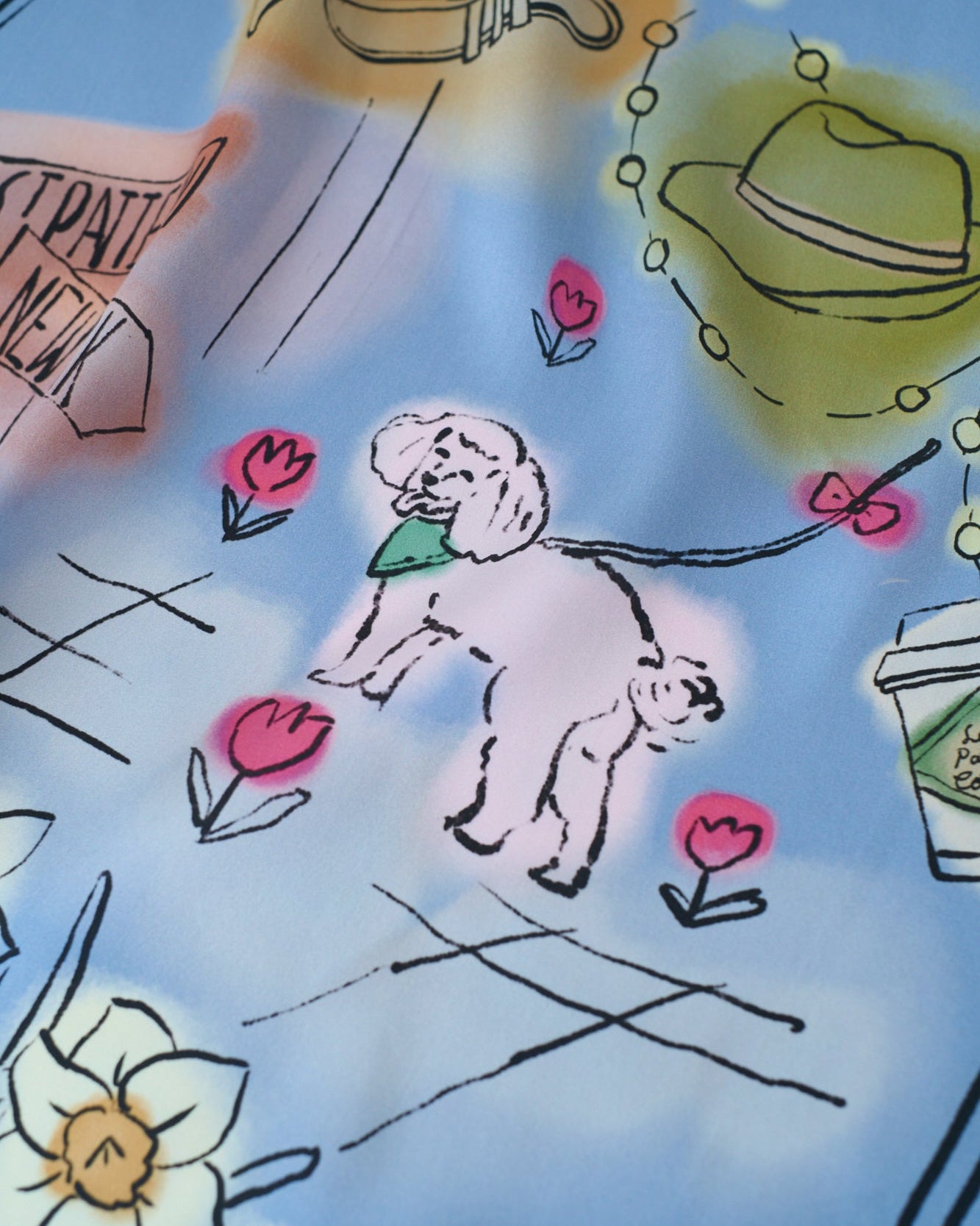 "New York in Sketches" Silk Scarf - Blue - LOST PATTERN Silk Square Scarf