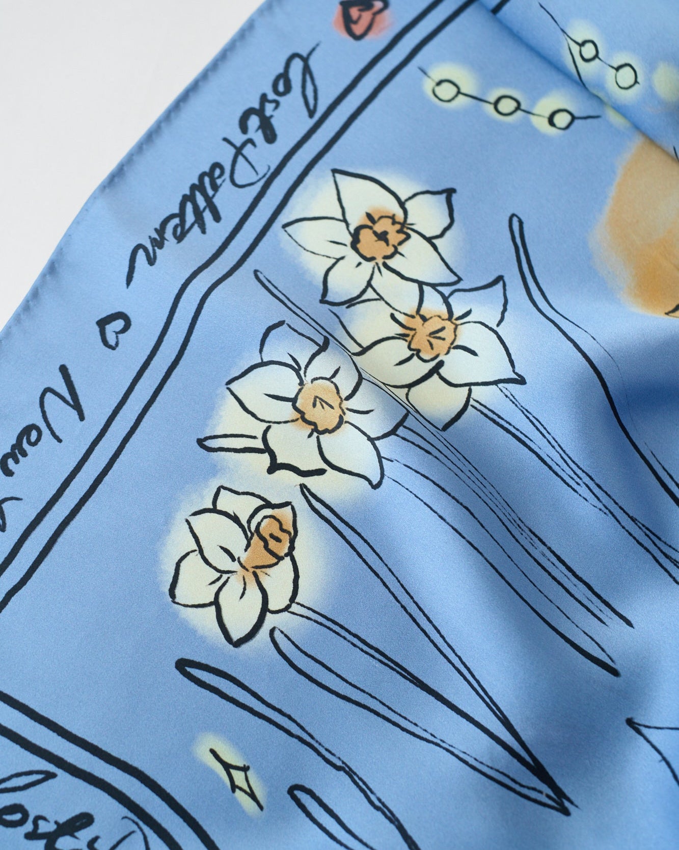 "New York in Sketches" Silk Scarf - Blue - LOST PATTERN Silk Square Scarf
