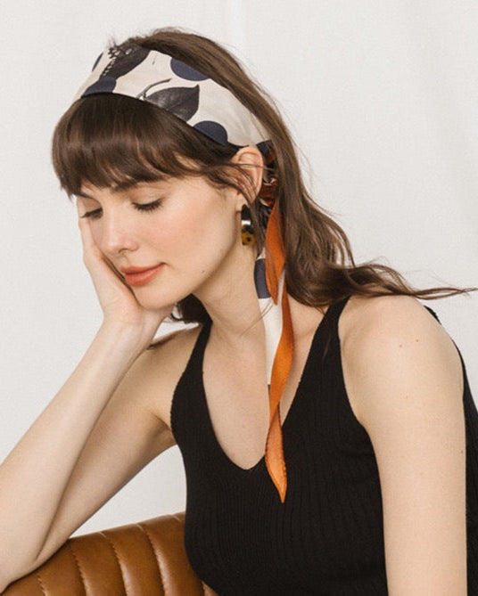 "Noir Floral" Silk Diamond Neckerchief - LOST PATTERN Silk Bandana