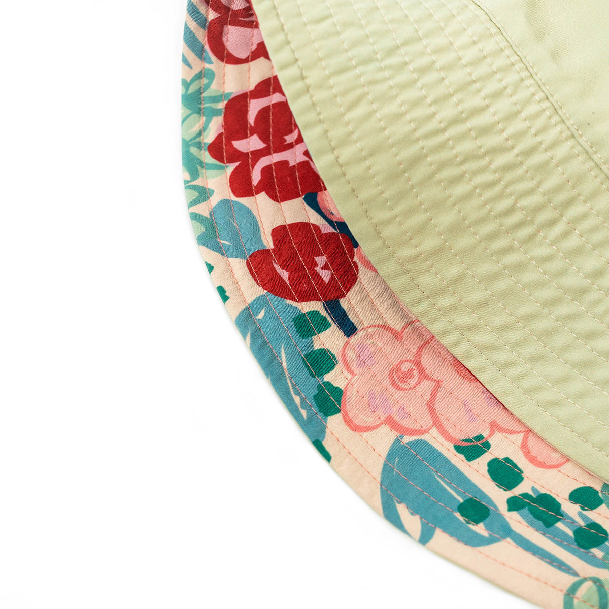 "Garden Chic" Reversible Floral Bucket Hat - Red & Pink & Green - LOST PATTERN Hats