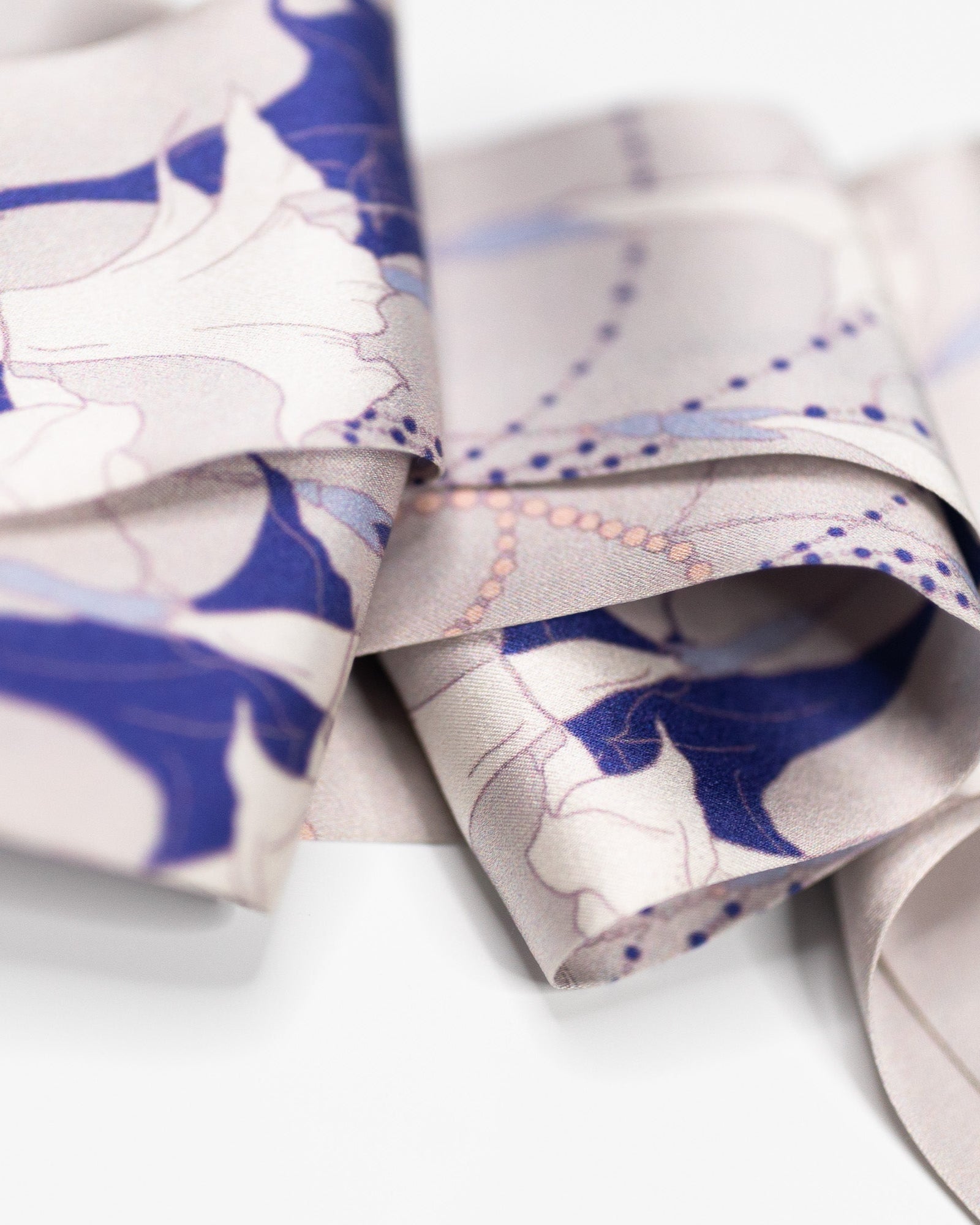 "Datura" Silk Skinny Scarf - Silver Grey - Silver Grey - LOST PATTERN Silk Skinny Scarf