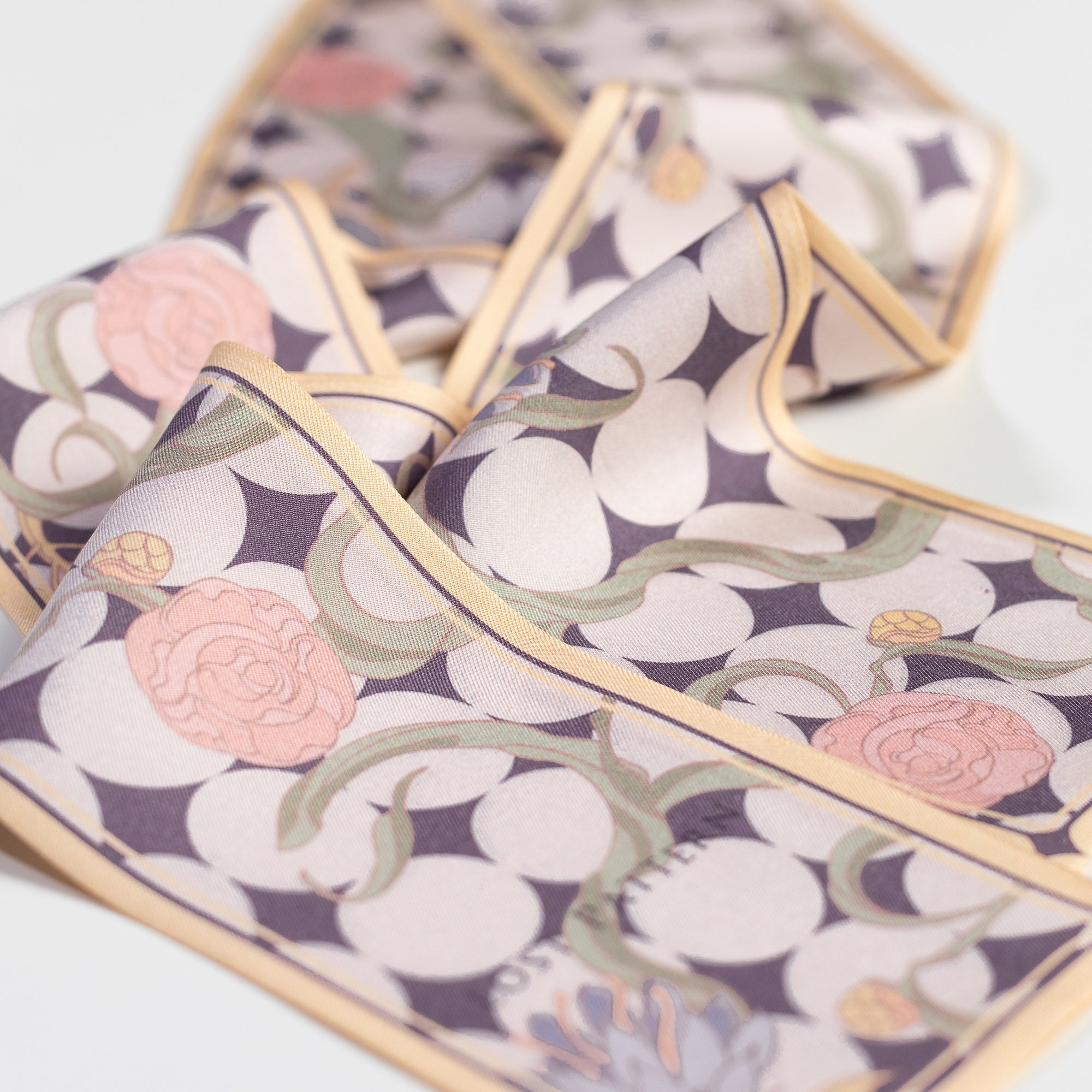 "Dream" Silk Twill Neck Bow - Yellow - Yellow - LOST PATTERN Silk Skinny Scarf