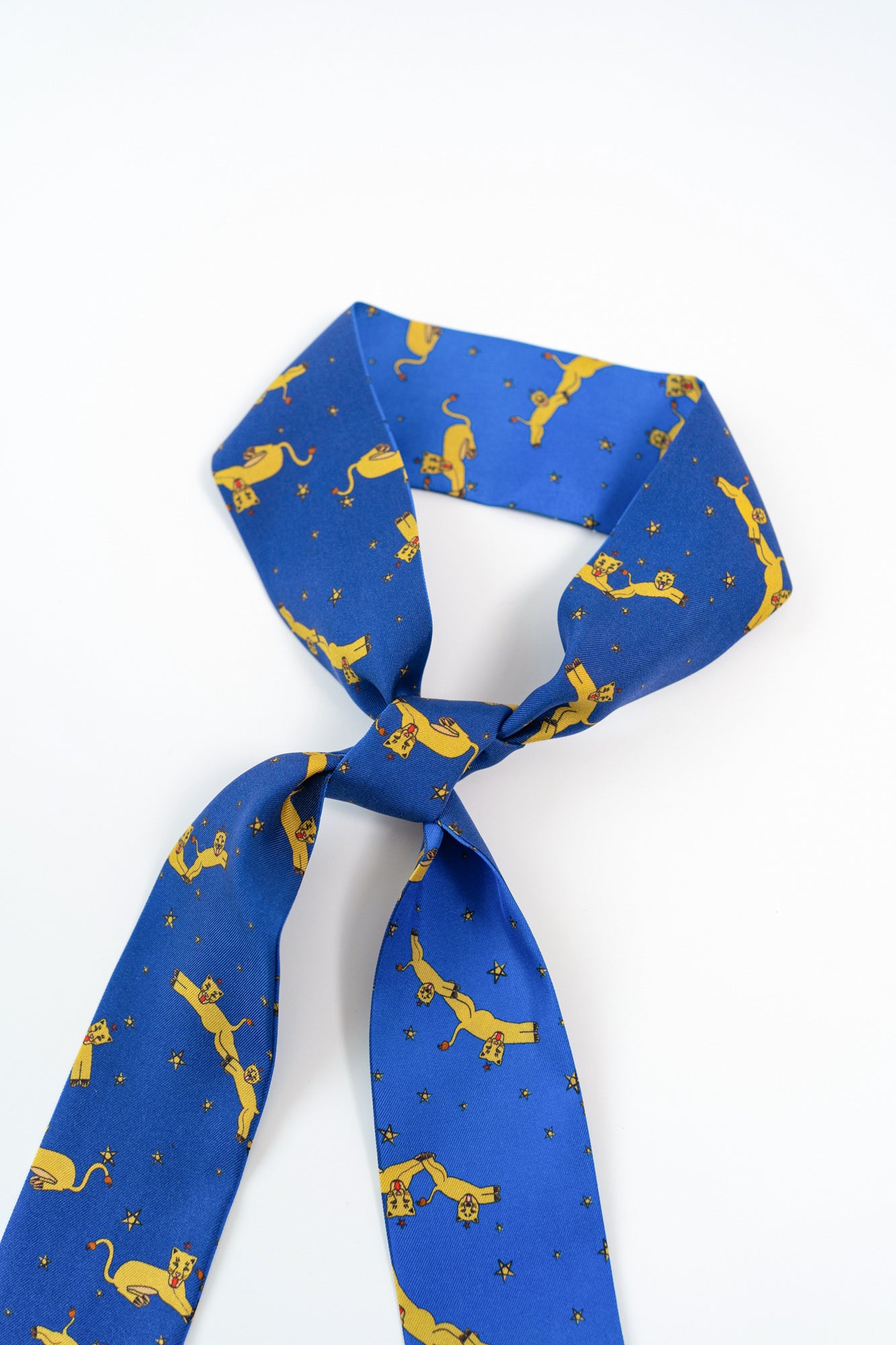 "Journey" Silk Twill Skinny Scarf by SHANTALL LACAYO - Electric Blue - LOST PATTERN Silk Skinny Scarf