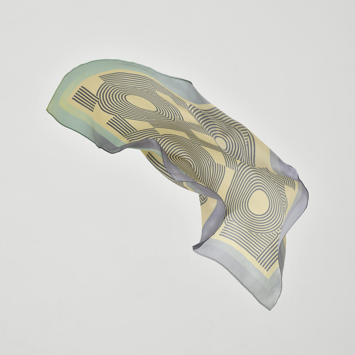 "Linear Language" Silk Bandana Scarf - Light Blue - Light Blue - LOST PATTERN Silk Square Scarf