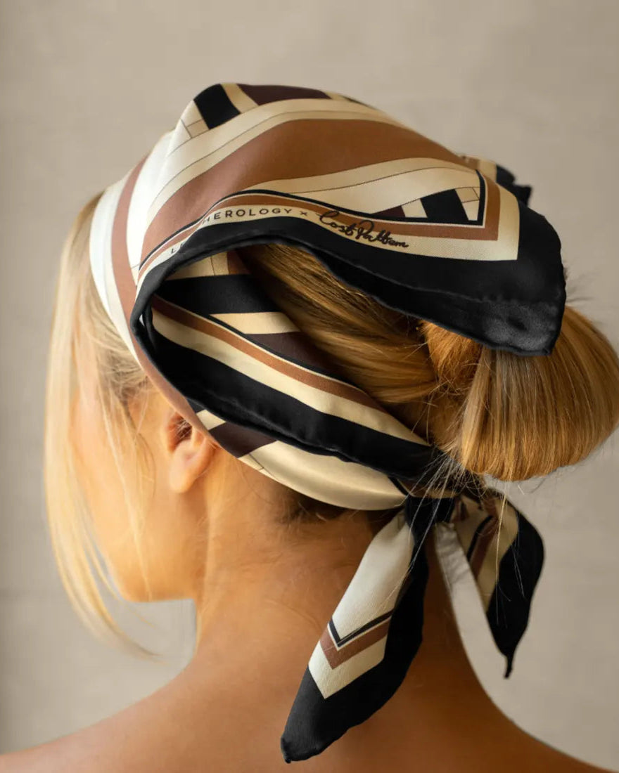 Lost Pattern x Leatherology Silk Square Scarf - Neutral - LOST PATTERN Silk Square Scarf